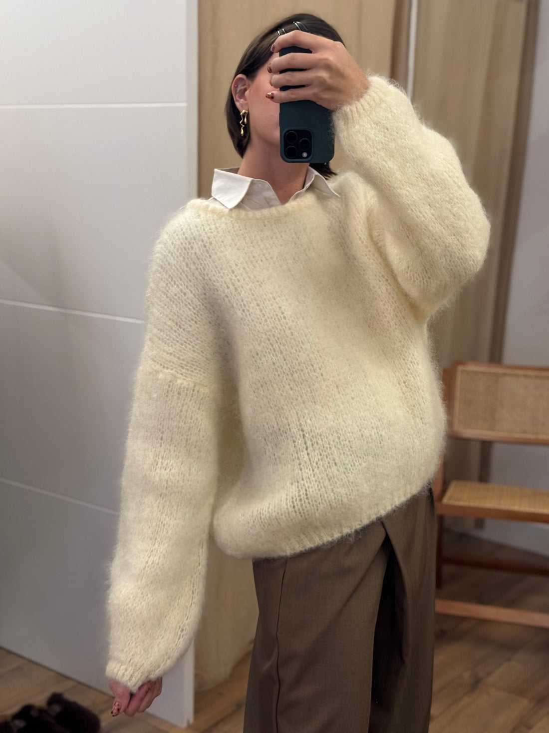 Pull thal en mohair ecru - Léone