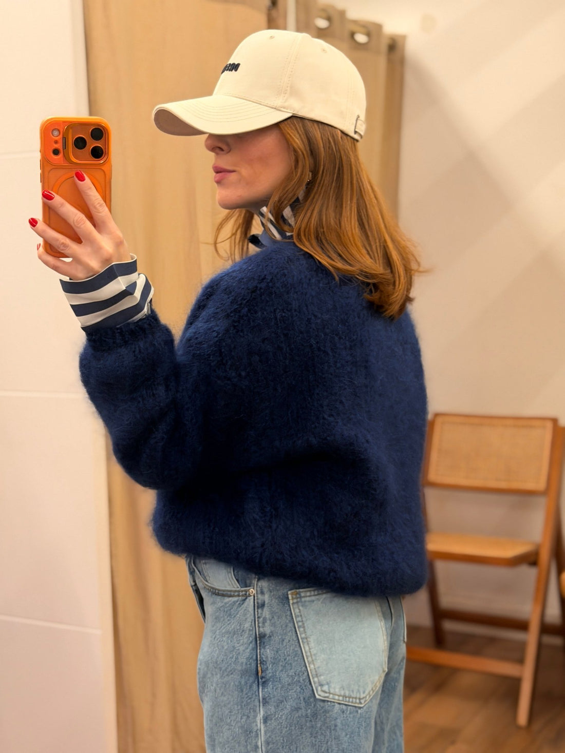 Pull thal en mohair marine - Léone