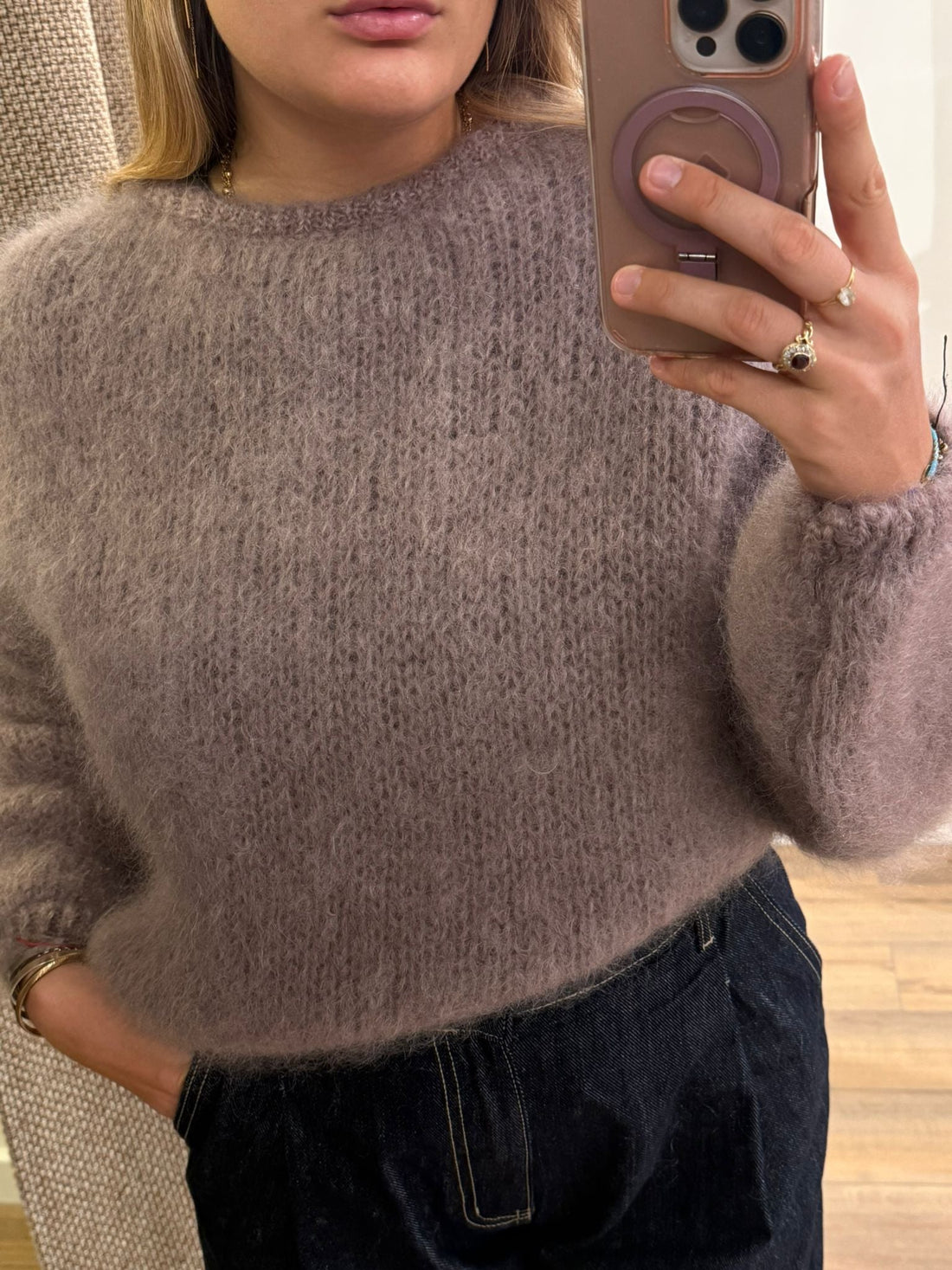 Pull thal en mohair taupe - Léone