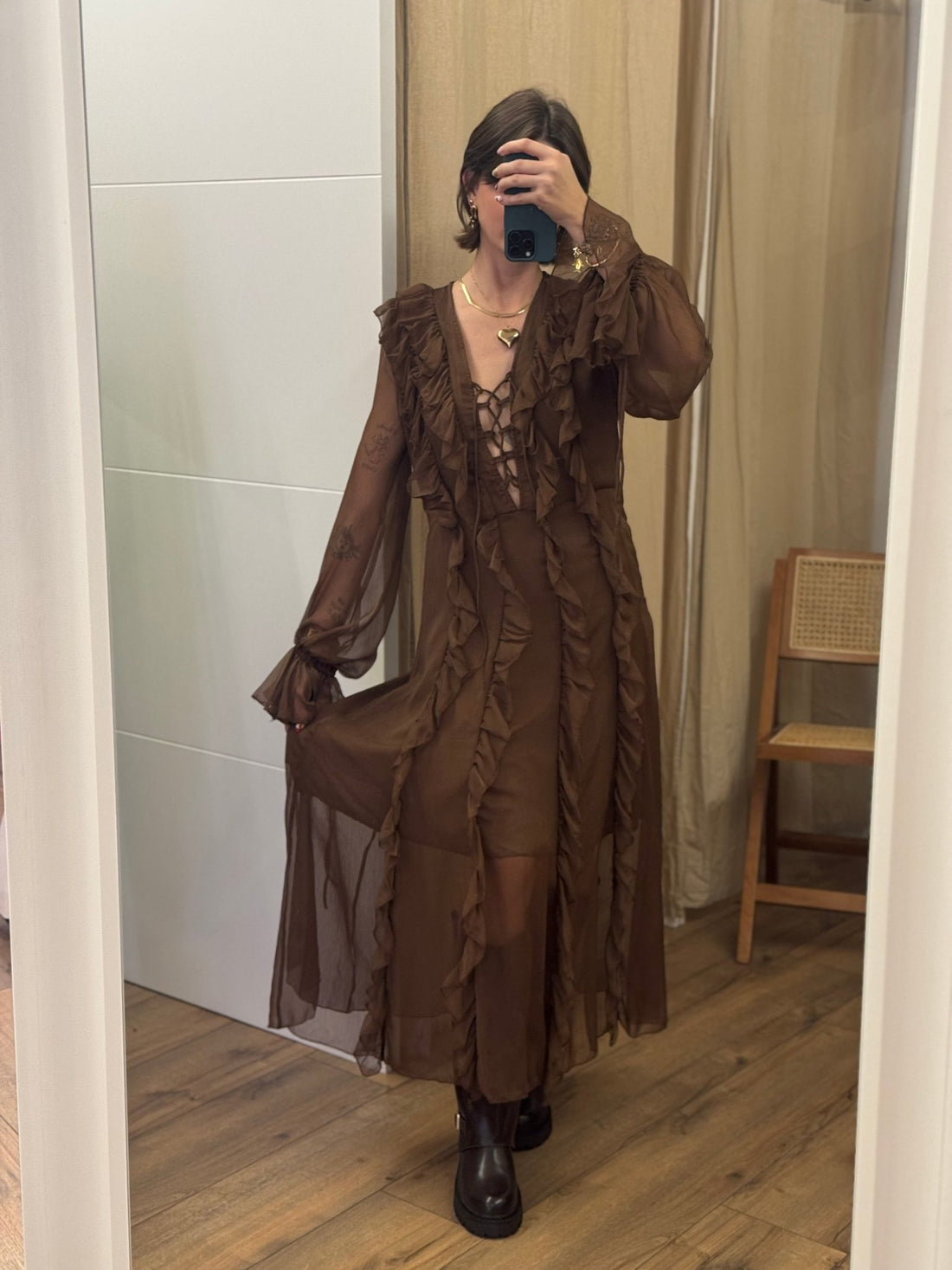 Robe Anita marron - Léone