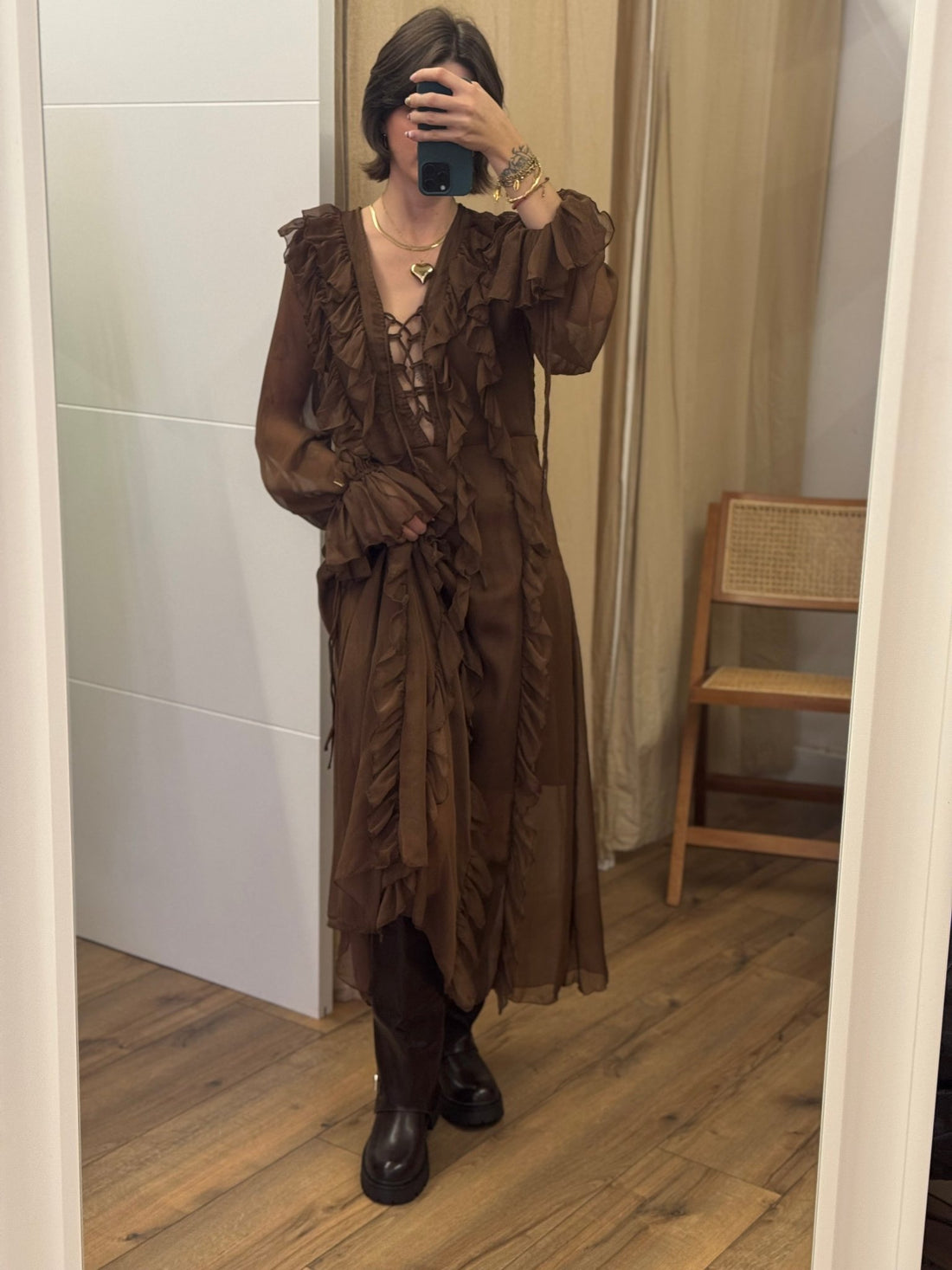 Robe Anita marron - Léone