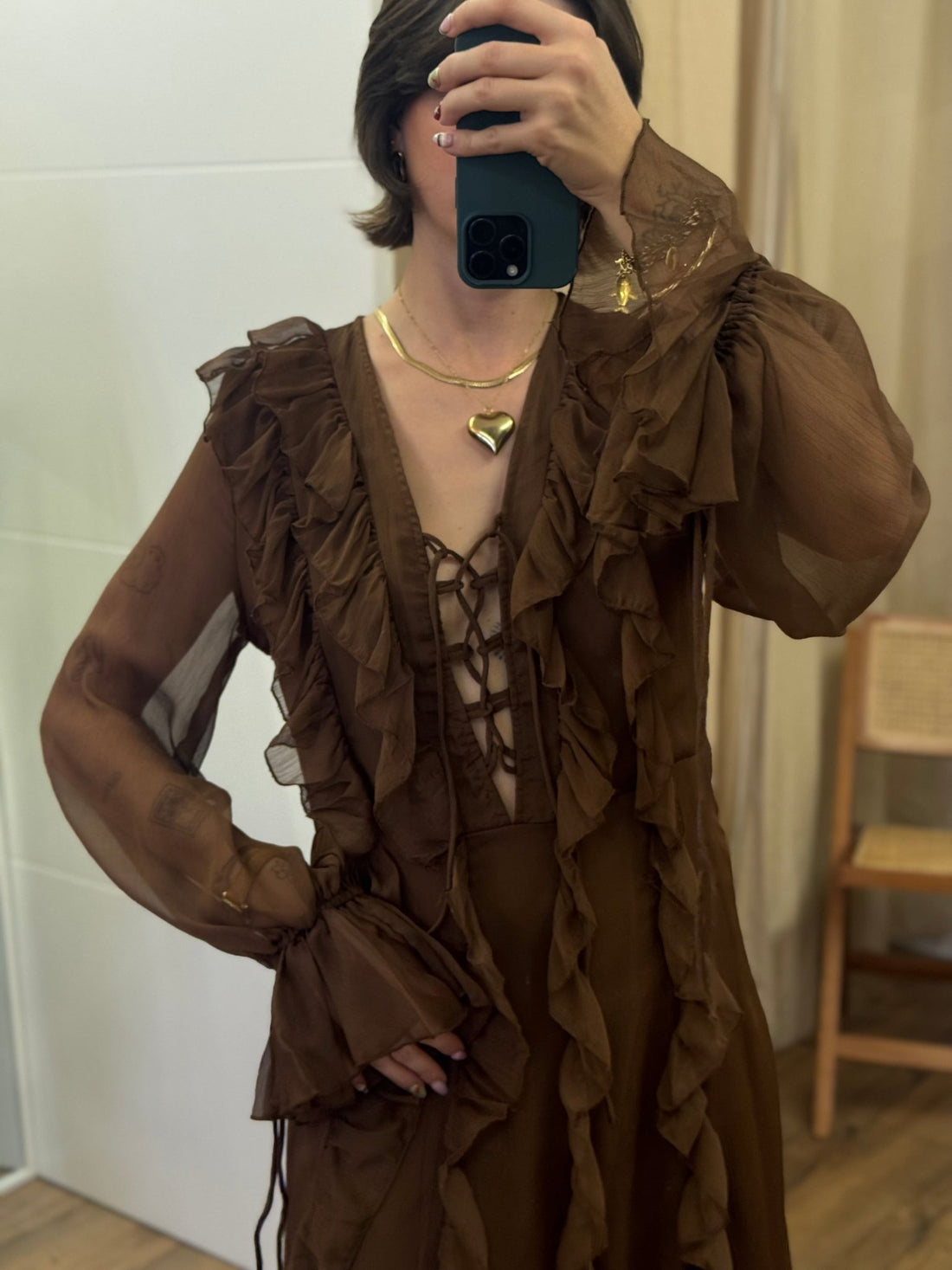 Robe Anita marron - Léone