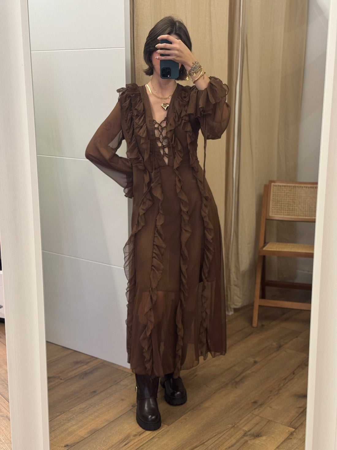 Robe Anita marron - Léone