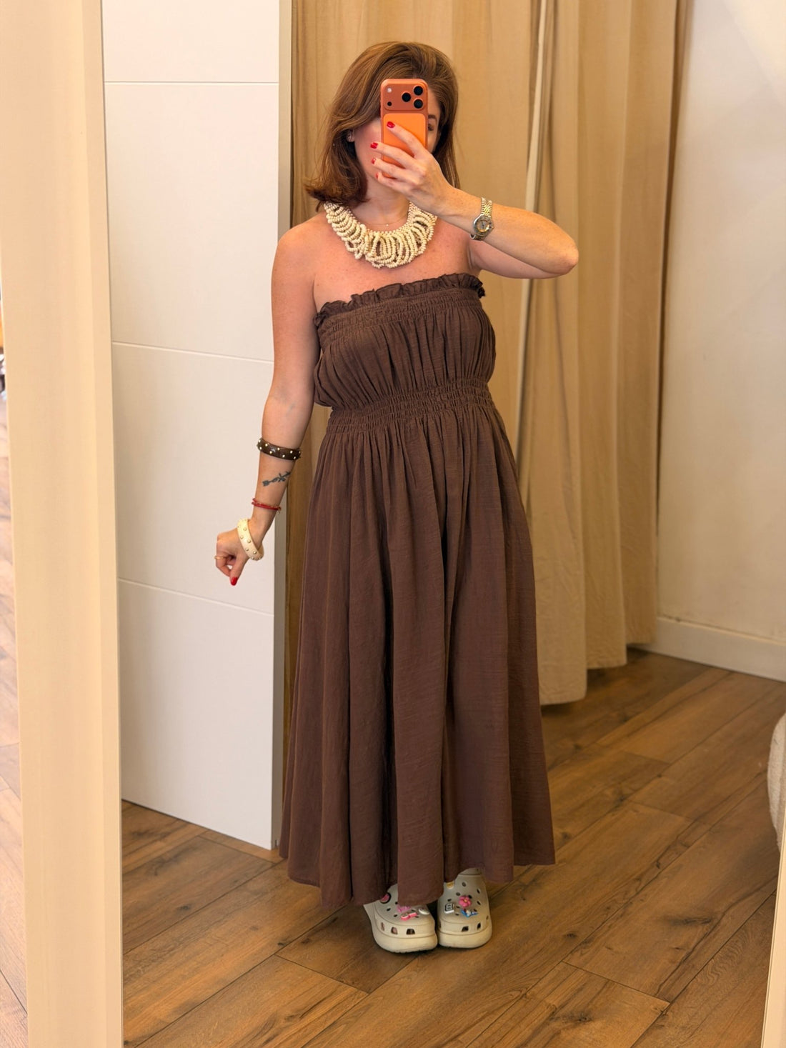 Robe bustier marron Irna - Léone