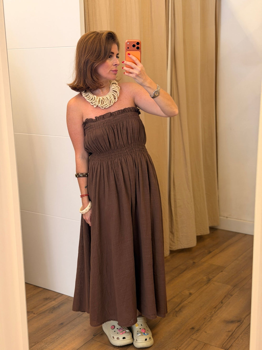Robe bustier marron Irna - Léone