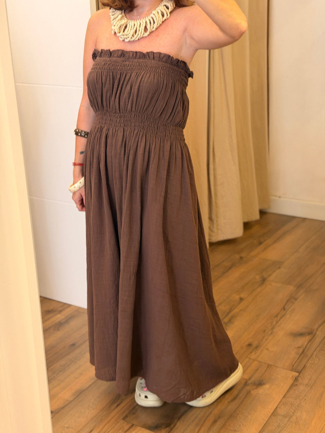 Robe bustier marron Irna - Léone