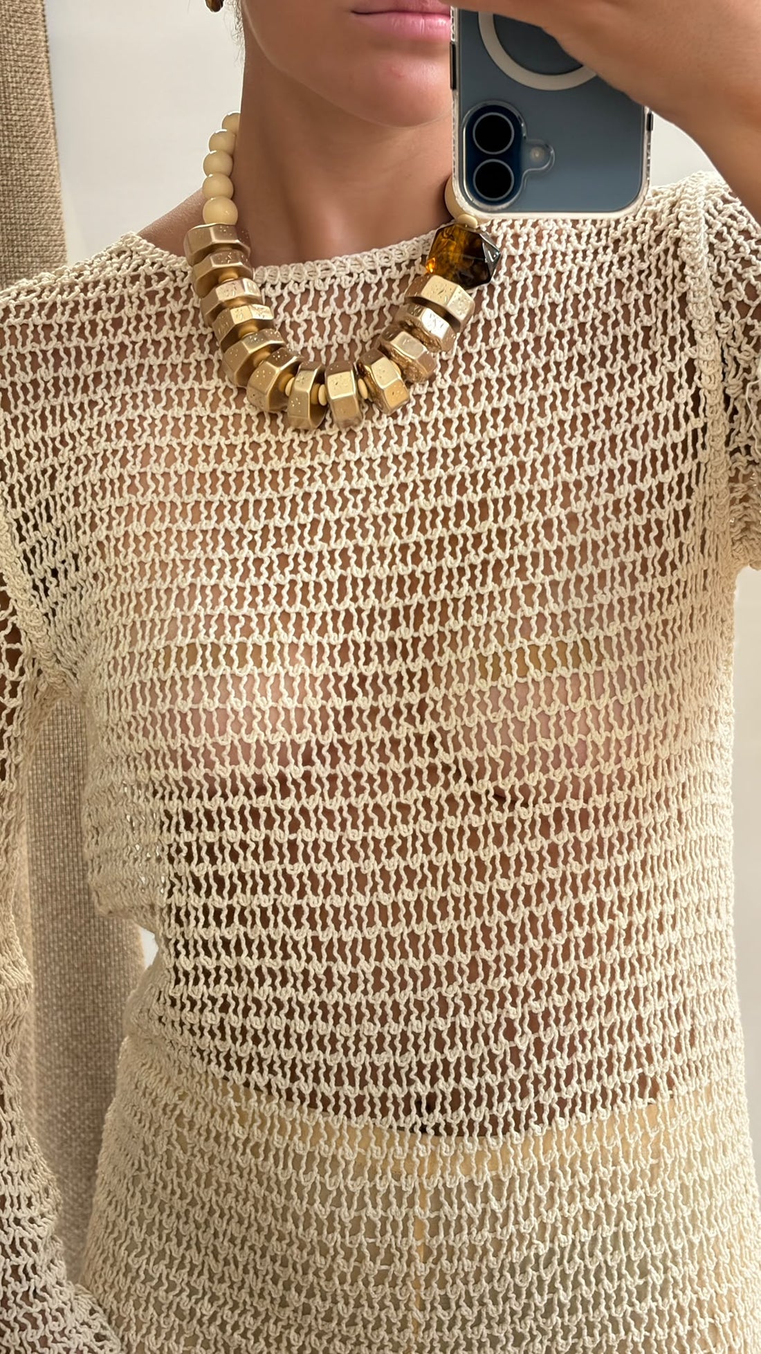 Robe en crochet Janice beige - Léone