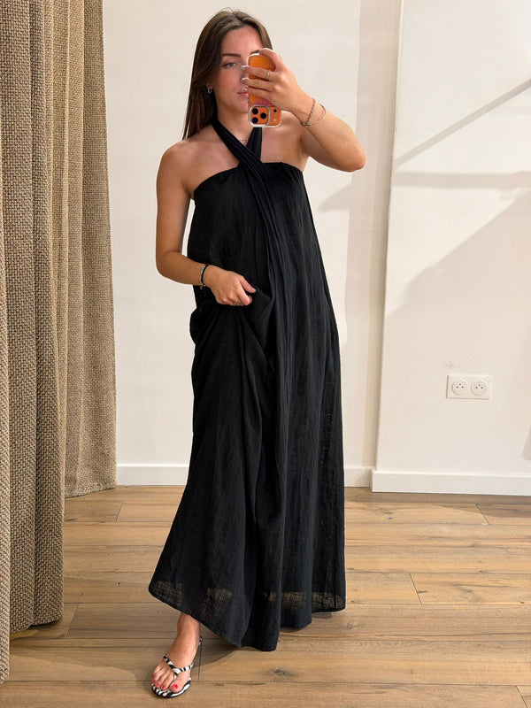 Robe longue Aïti noir - Léone