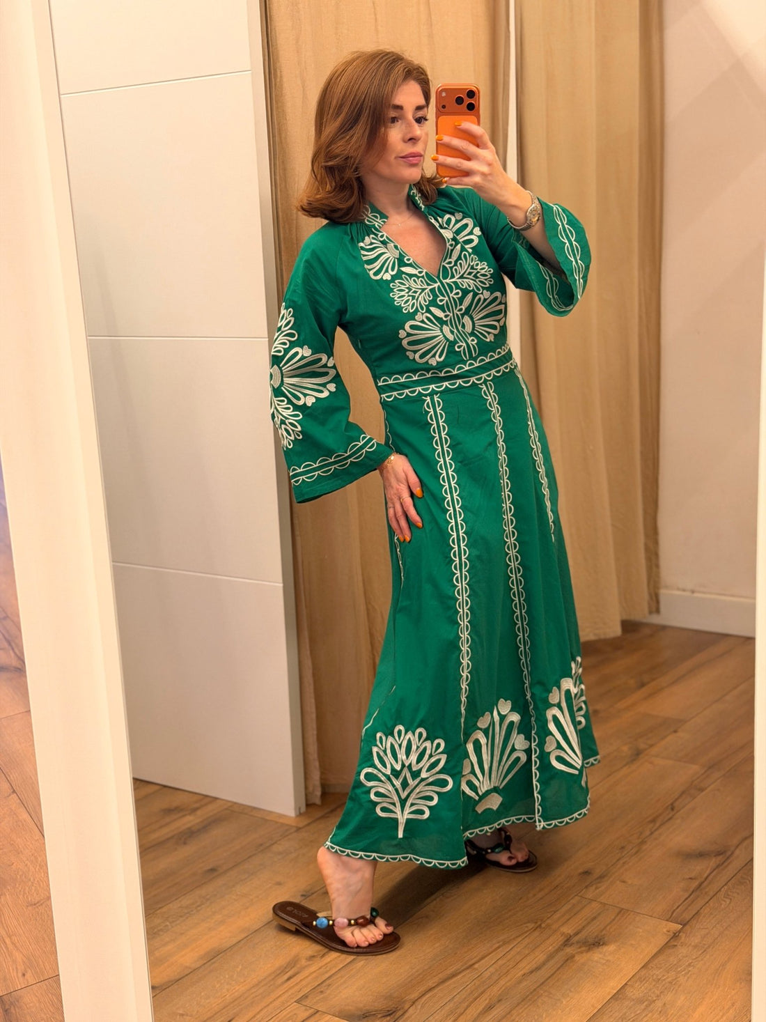 Robe longue Amanda verte - Léone