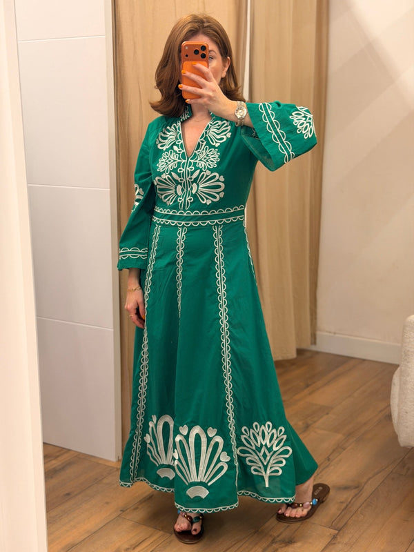 Robe longue Amanda verte - Léone