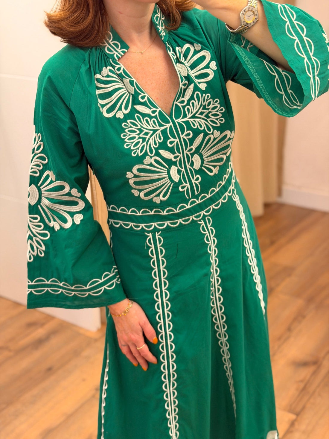 Robe longue Amanda verte - Léone