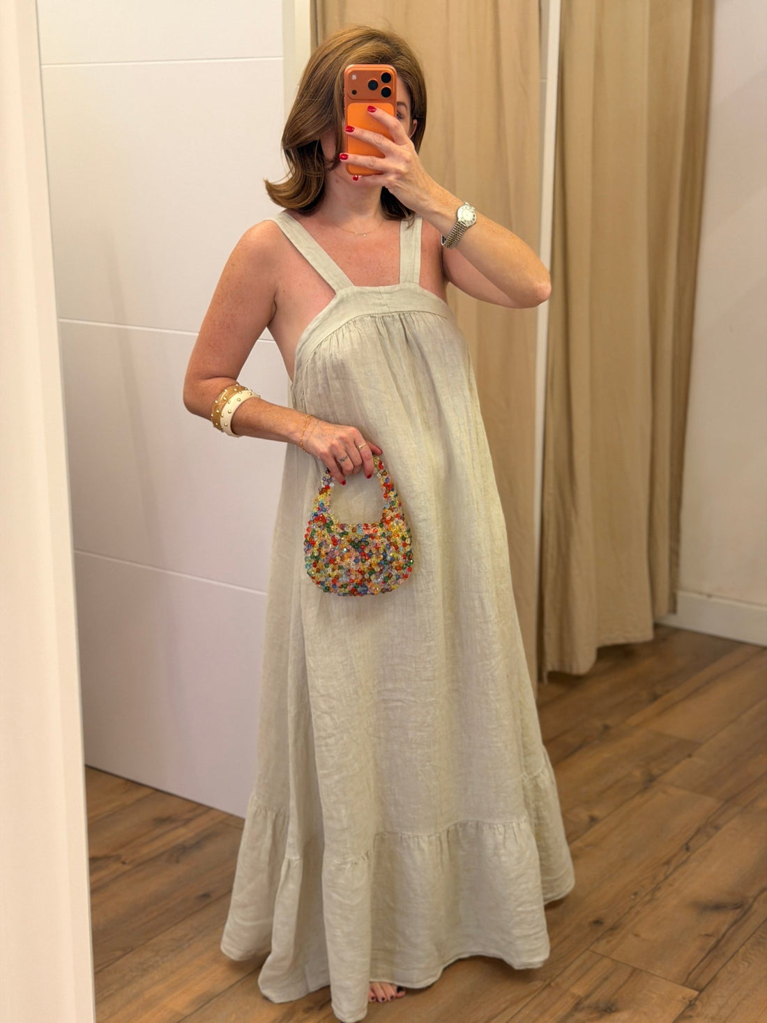Robe longue Ibiza beige - Léone