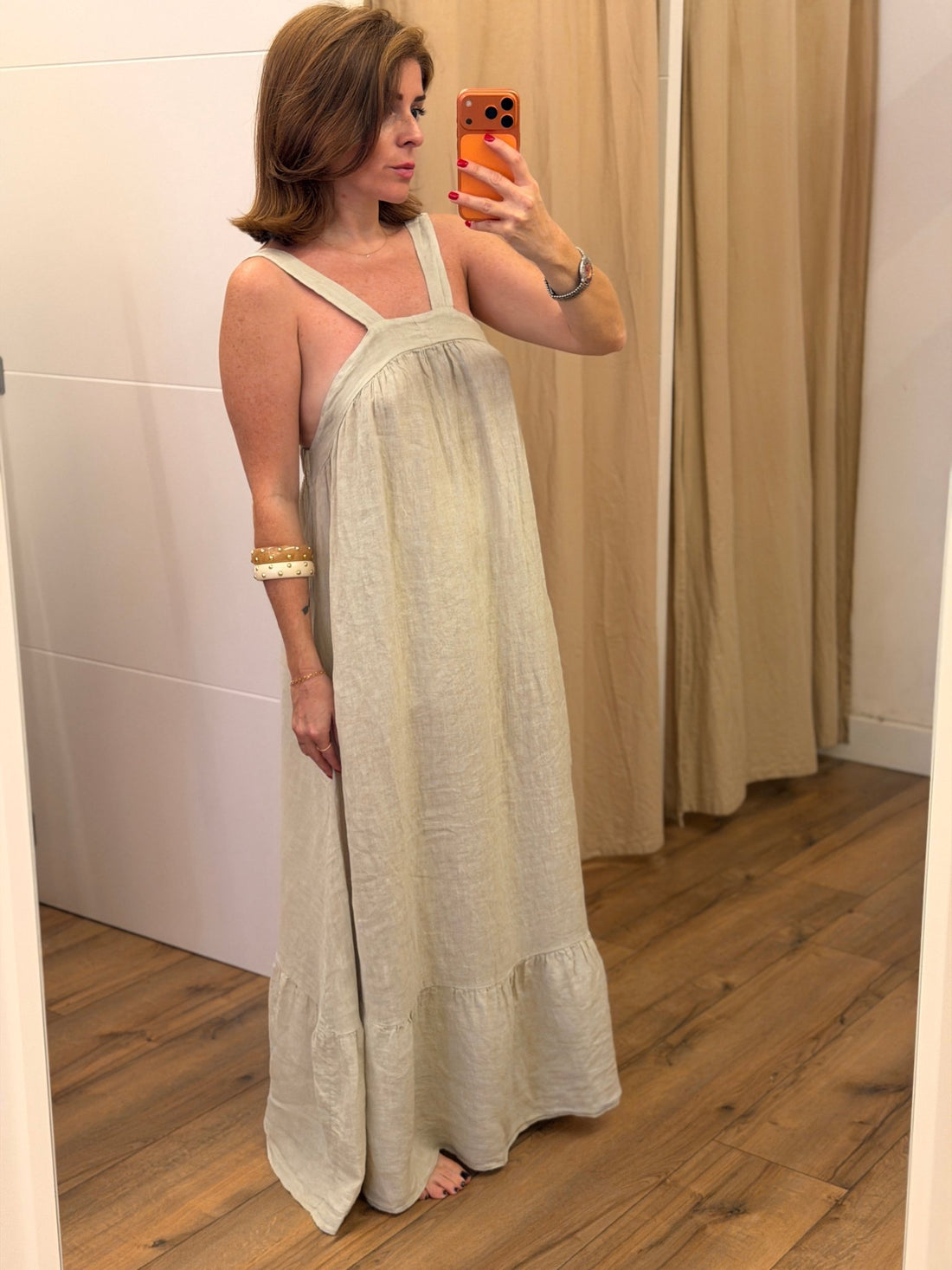 Robe longue Ibiza beige - Léone