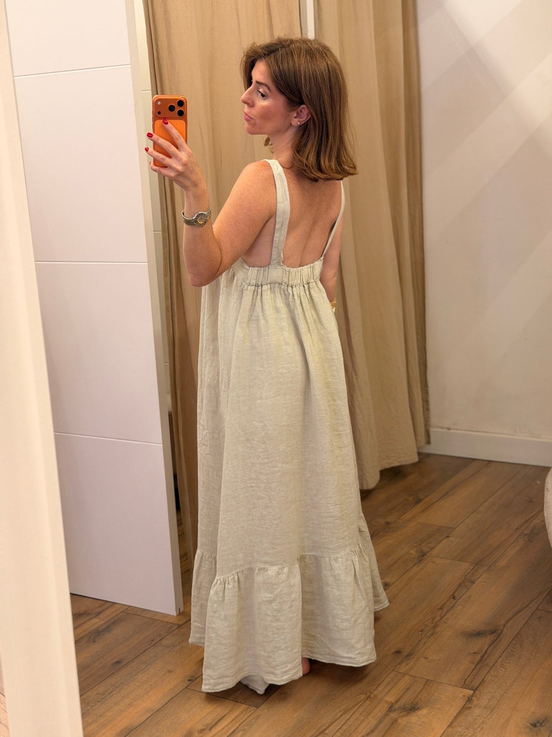 Robe longue Ibiza beige - Léone