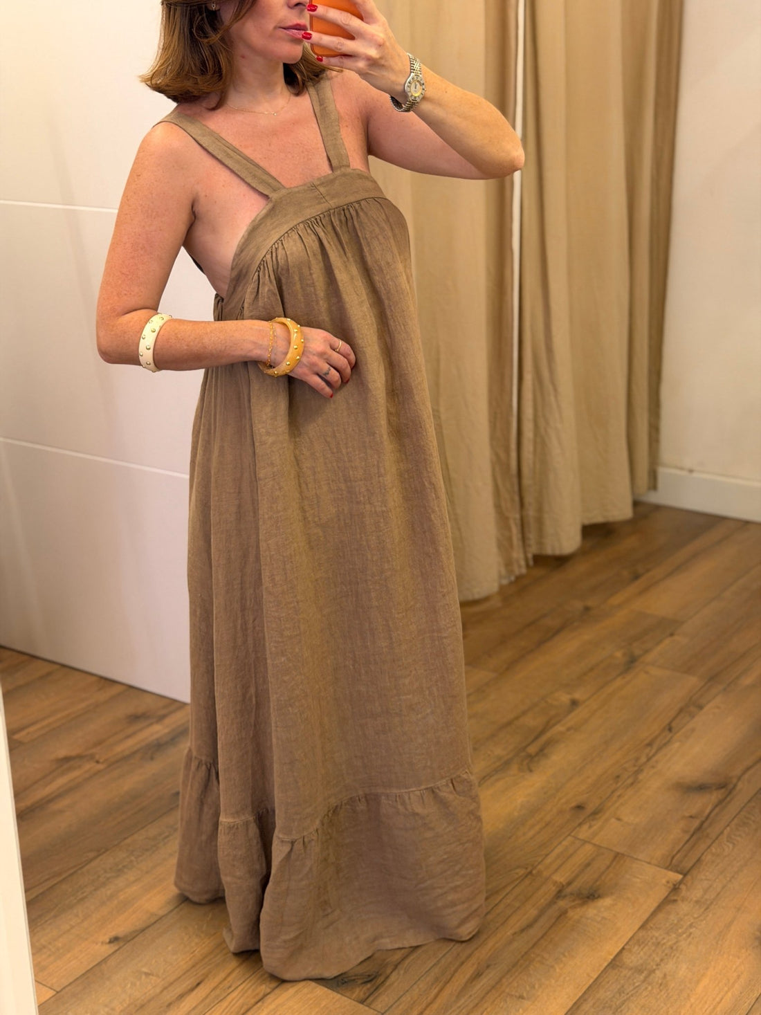 Robe longue Ibiza camel - Léone
