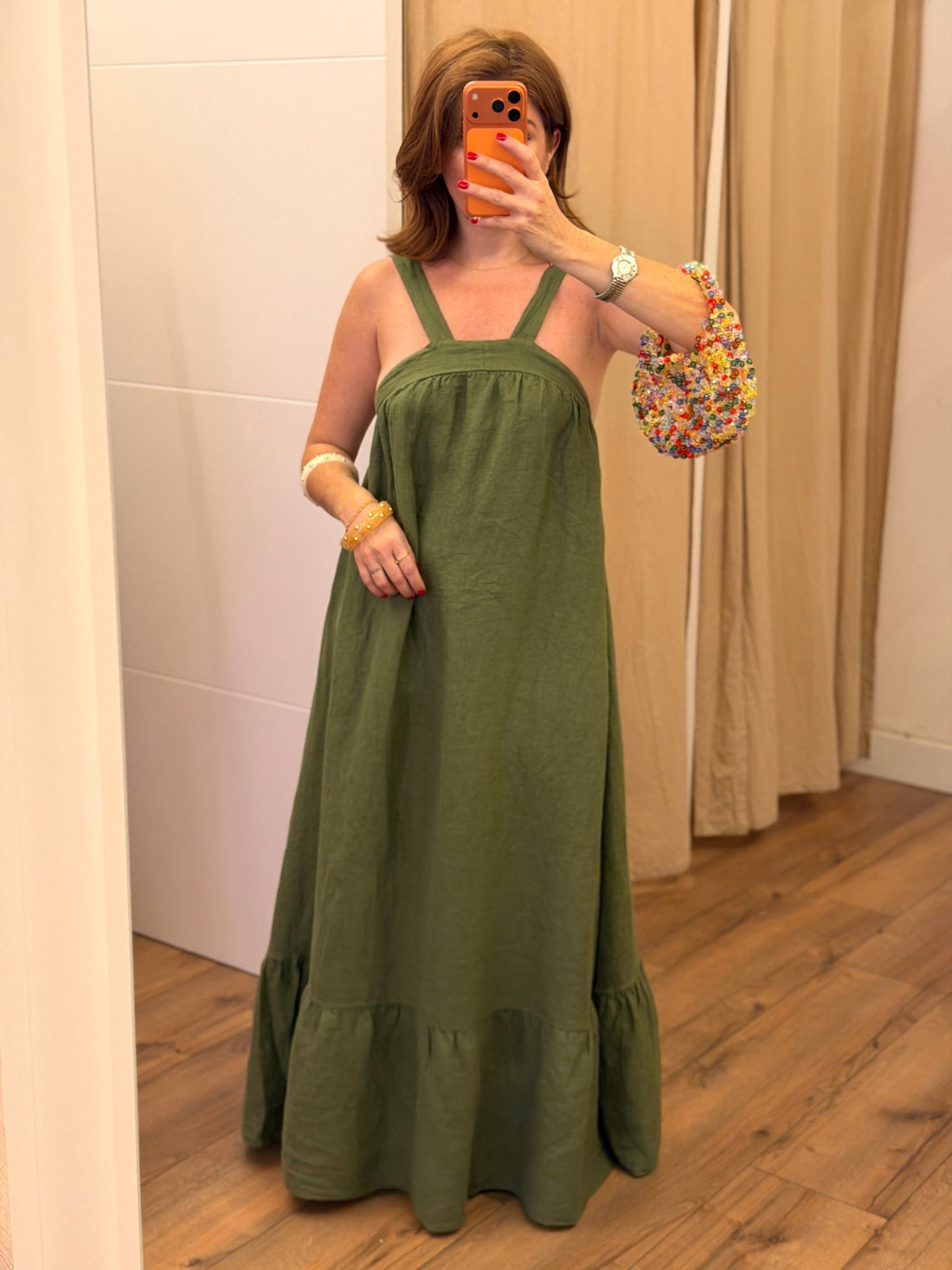 Robe longue Ibiza olive - Léone