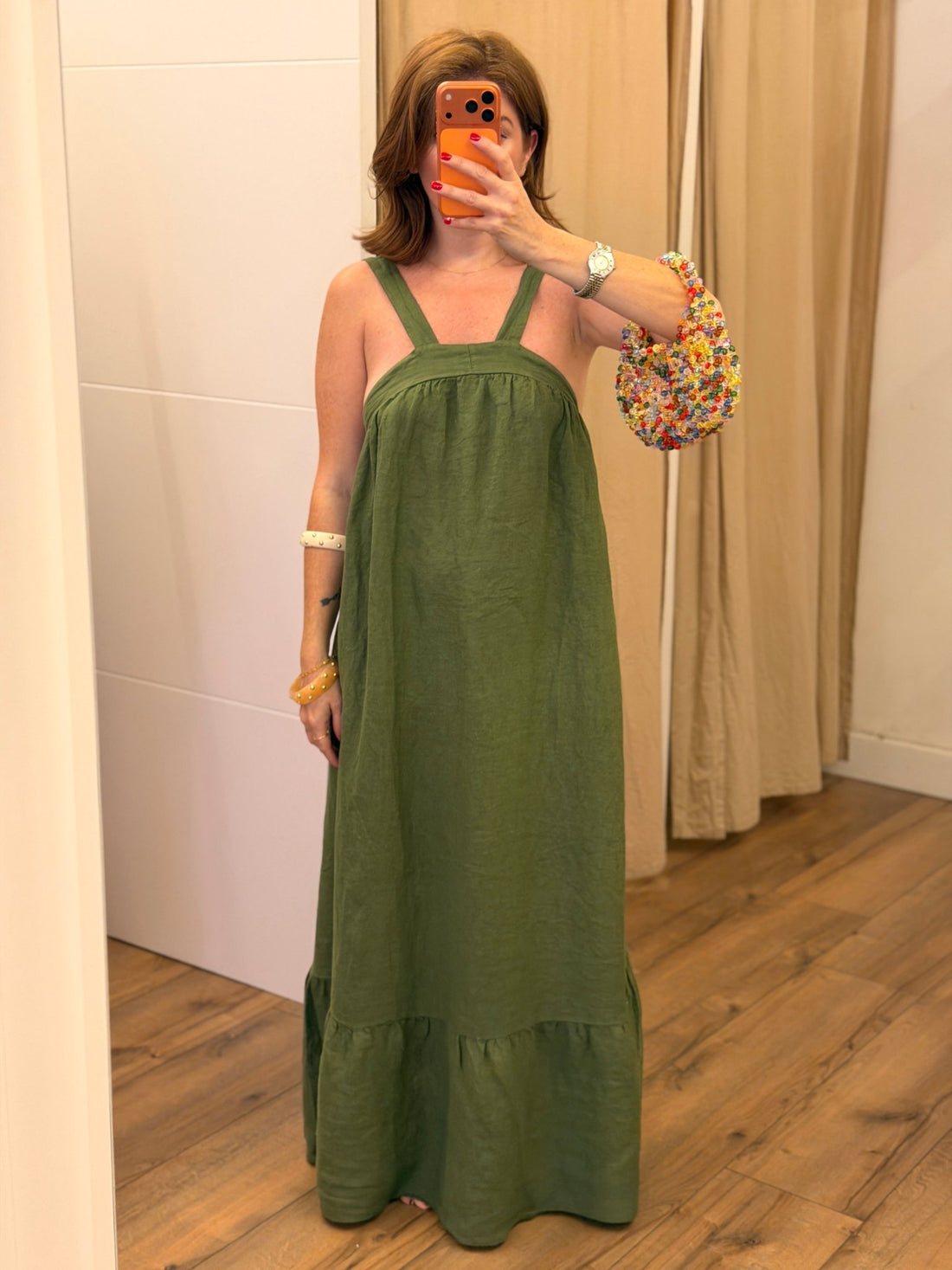Robe longue Ibiza olive - Léone