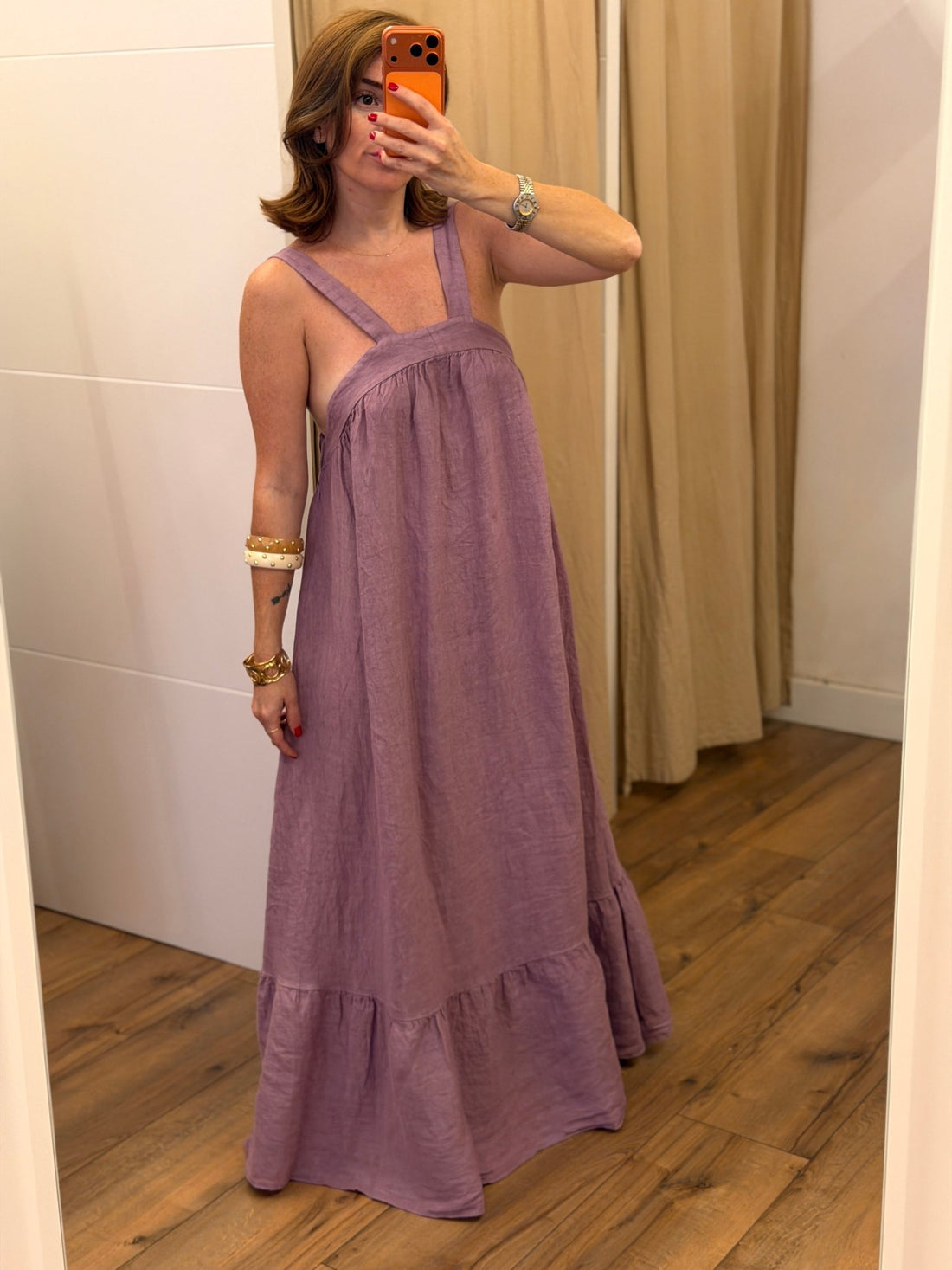 Robe longue Ibiza rose - Léone