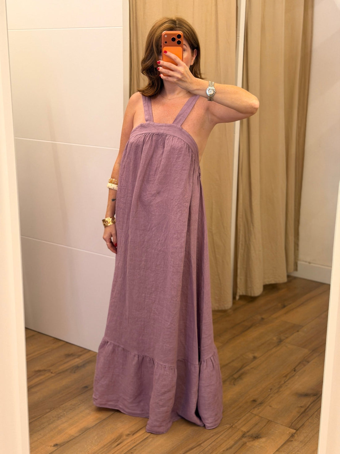 Robe longue Ibiza rose - Léone