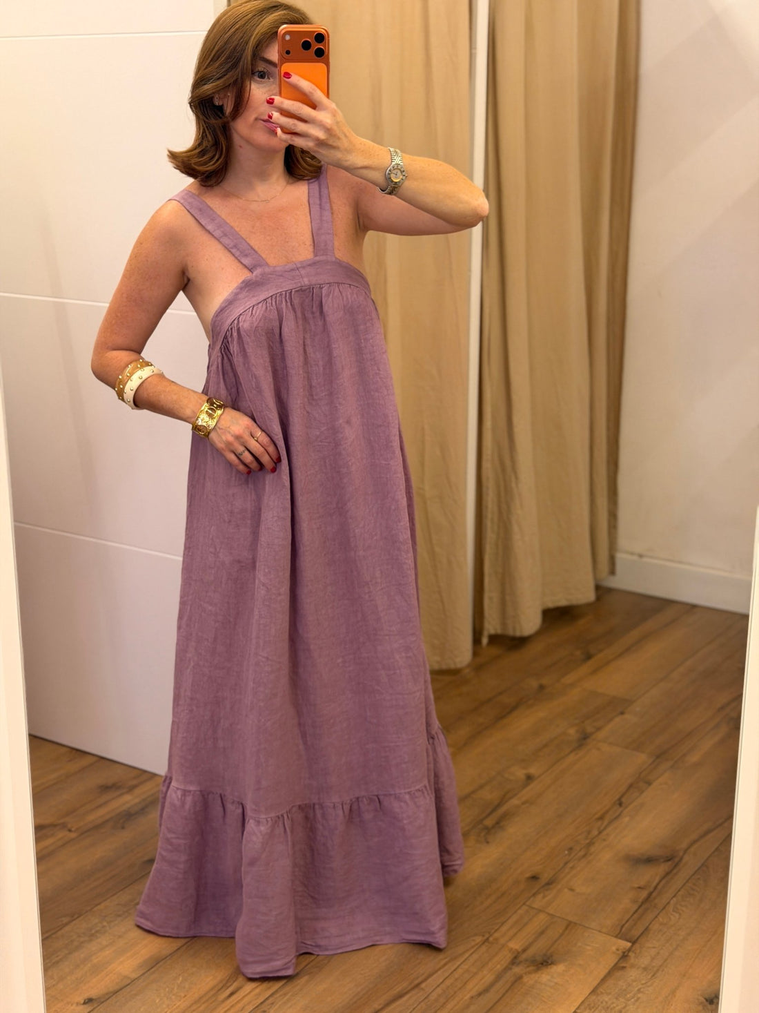 Robe longue Ibiza rose - Léone