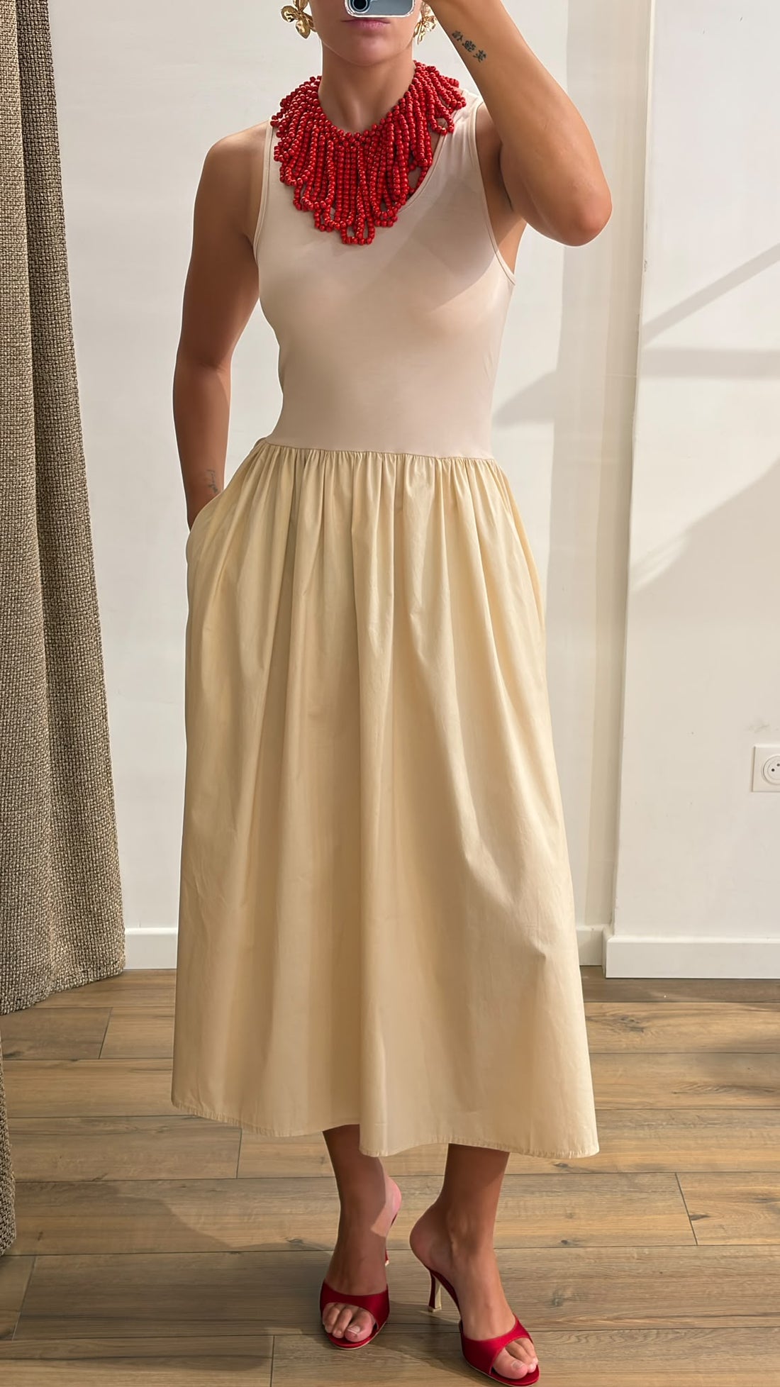 Robe longue Olga beige - Léone
