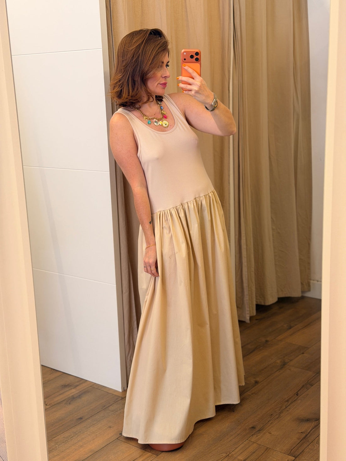Robe longue Olga beige - Léone