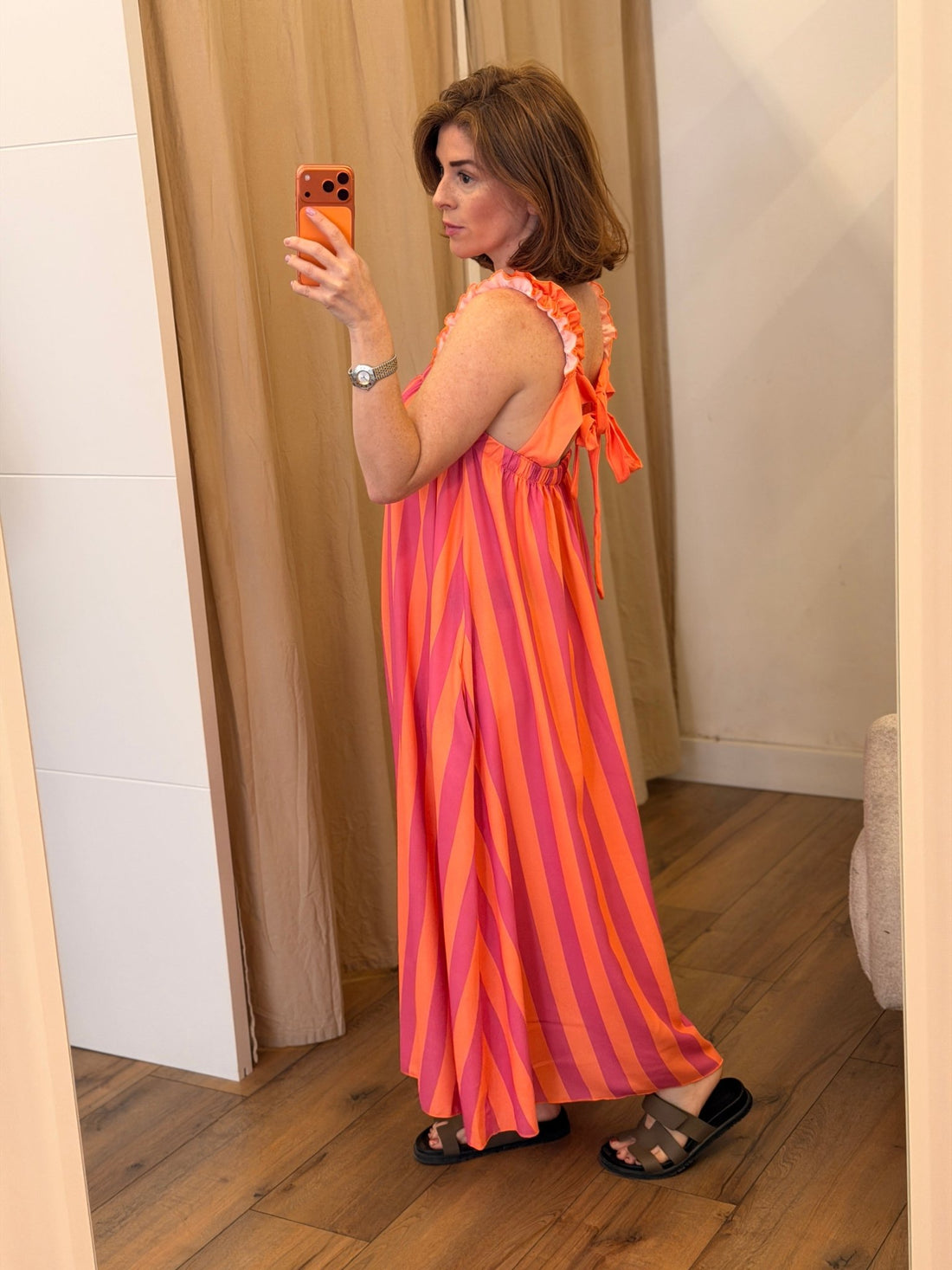 Robe longue rayée Malo orange - Léone