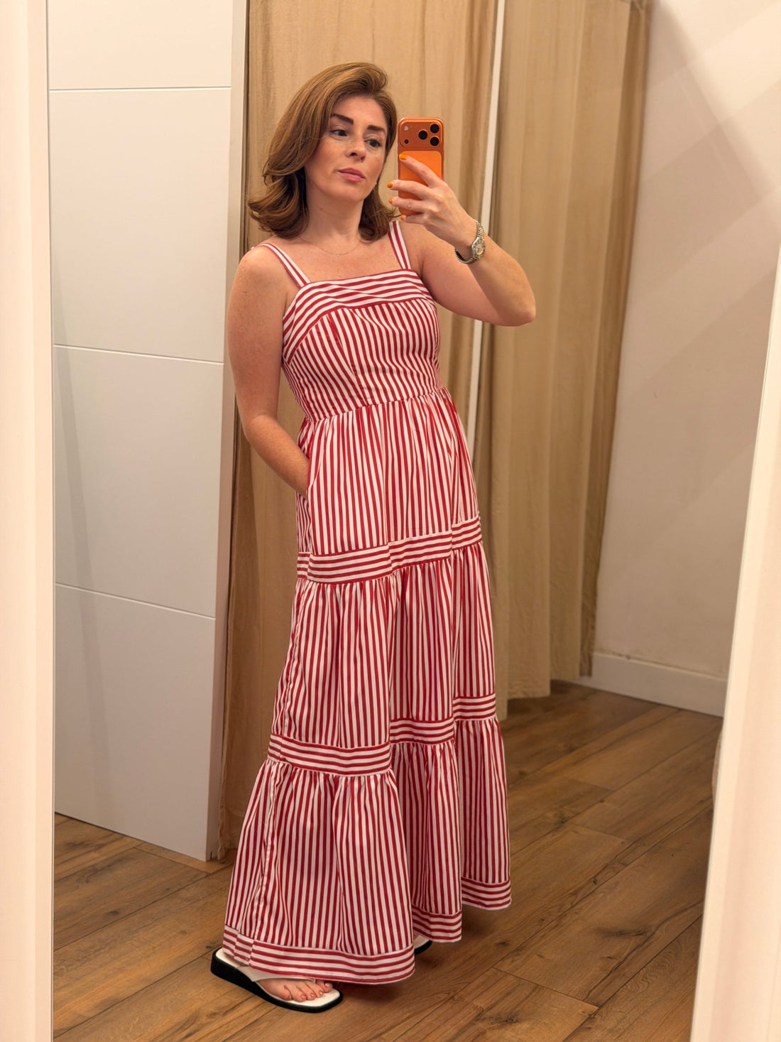 Robe rayée rouge Sandra - Léone