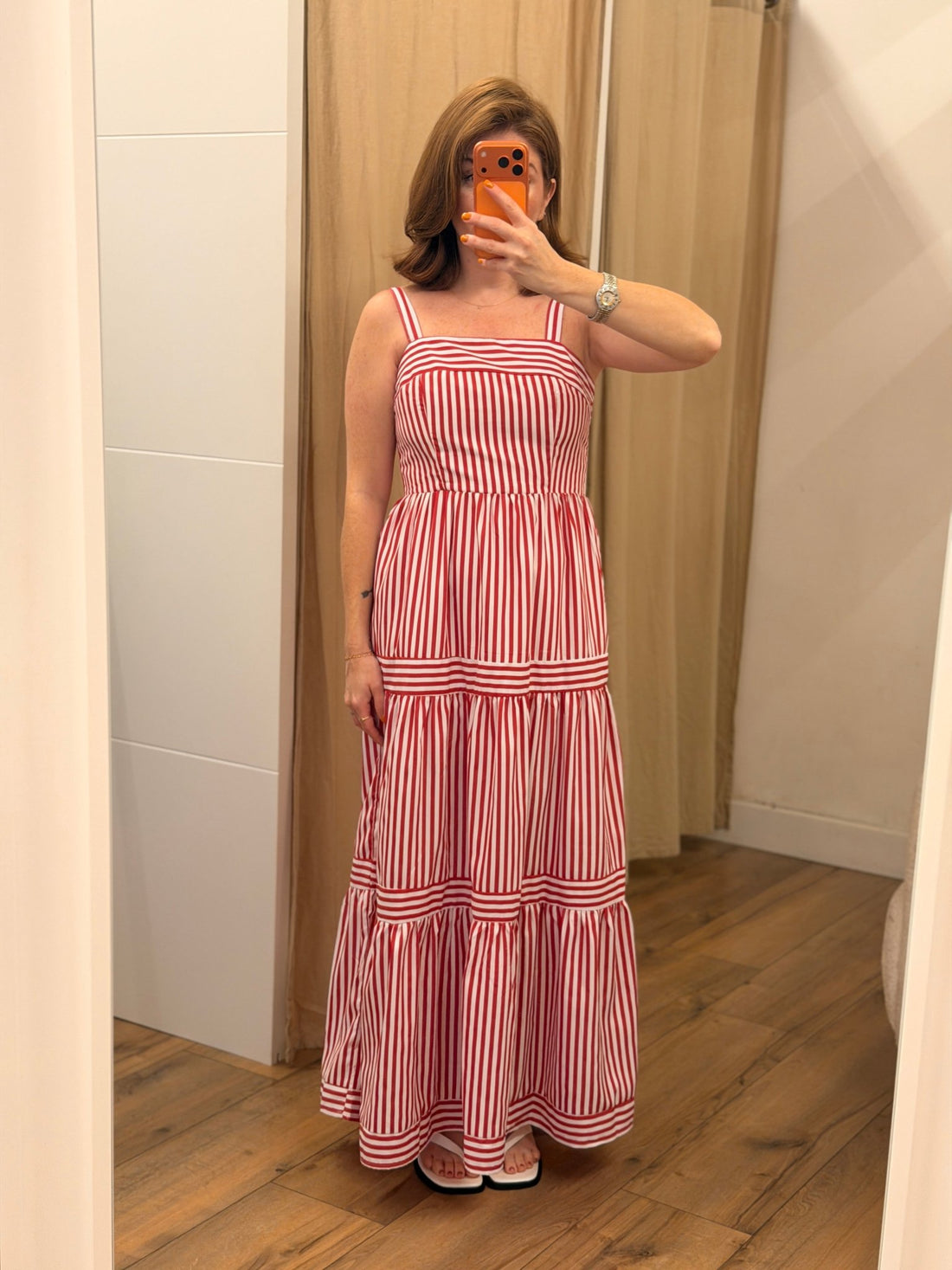 Robe rayée rouge Sandra - Léone