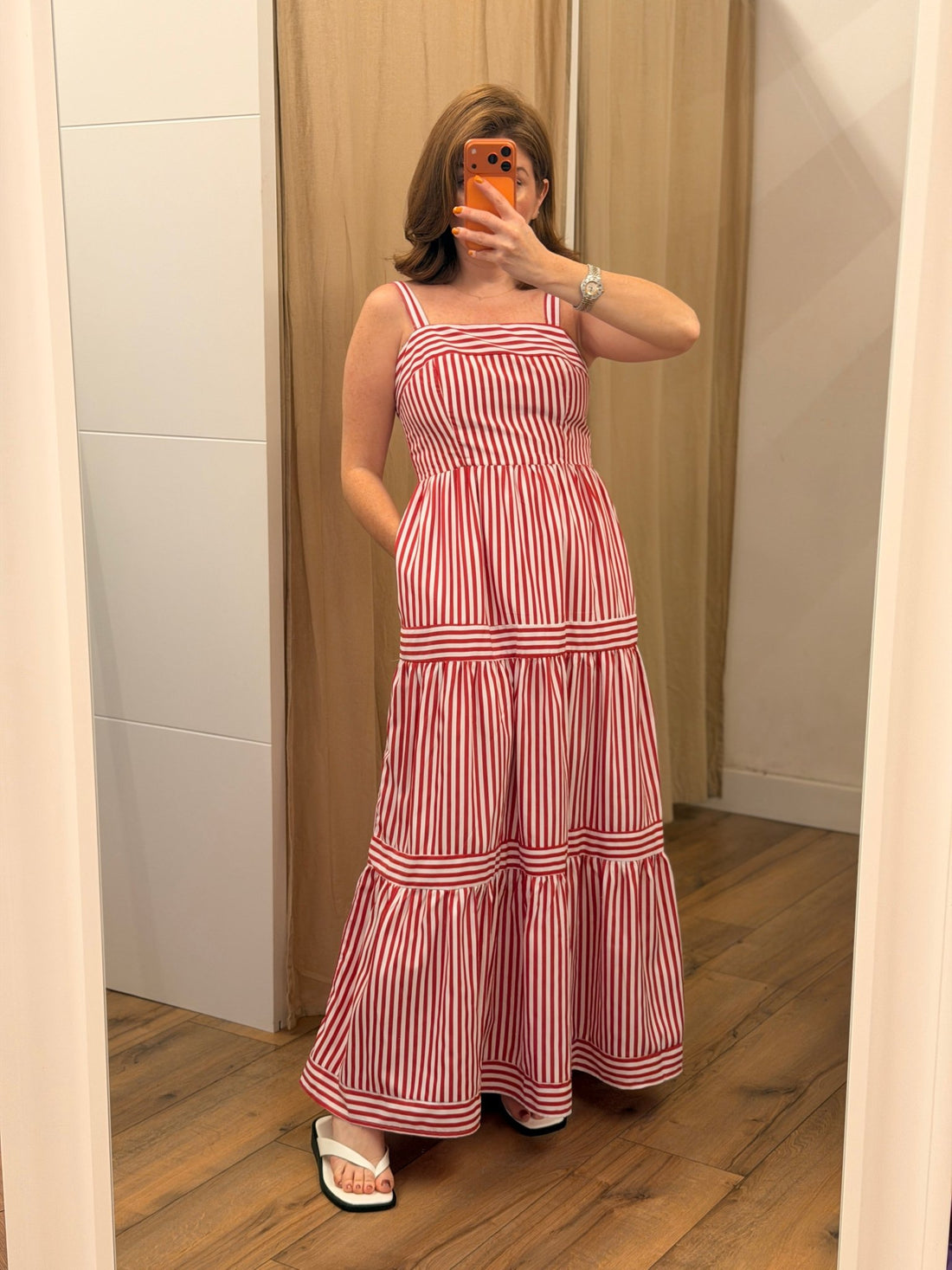Robe rayée rouge Sandra - Léone