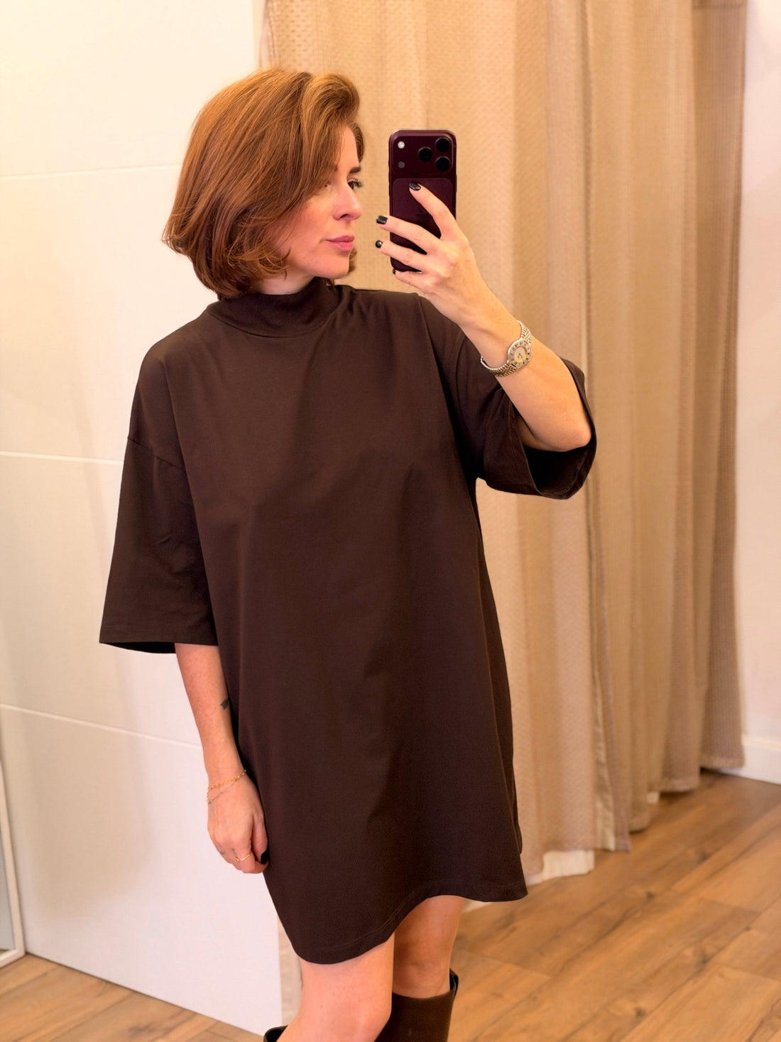 Robe t-shirt ample choco - Léone