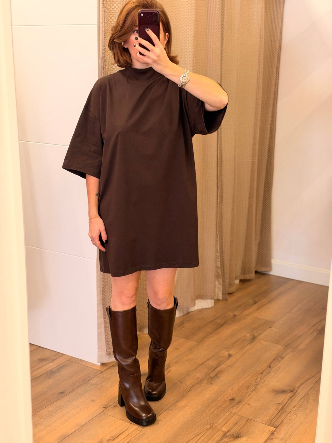 Robe t-shirt ample choco - Léone