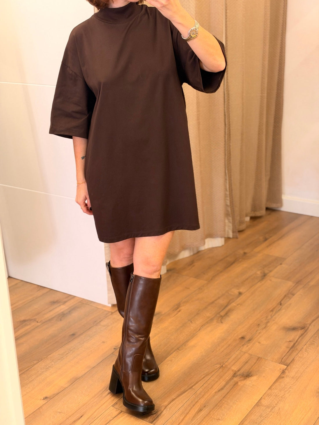 Robe t-shirt ample choco - Léone