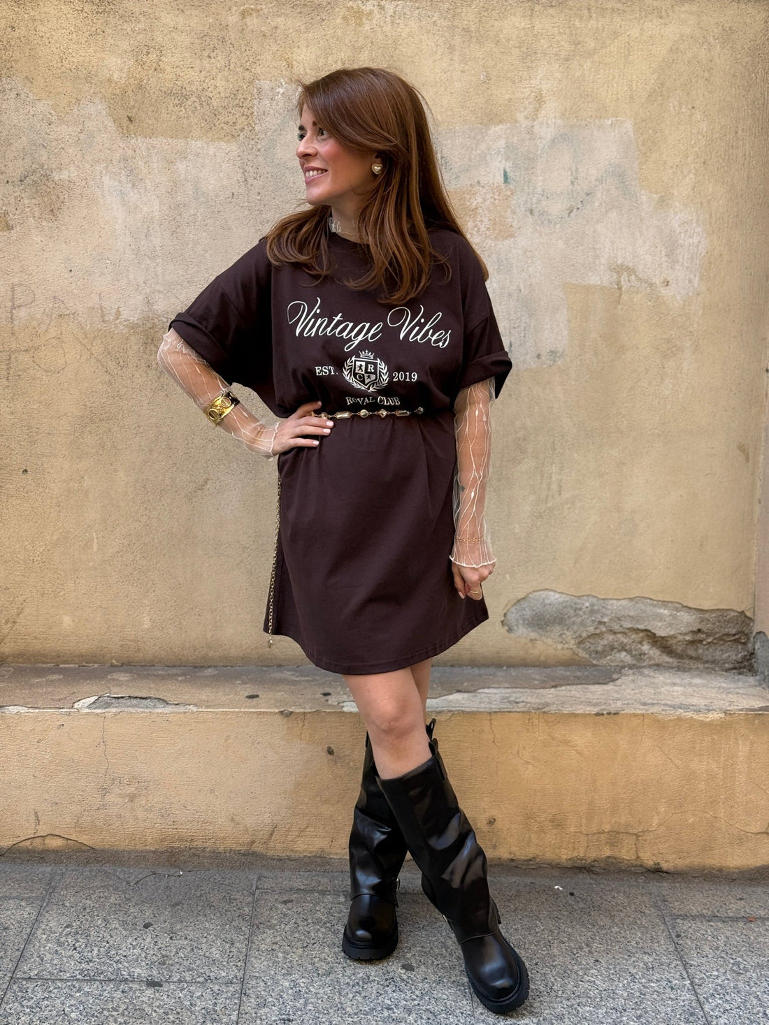 Robe t-shirt Joanna marron - Léone