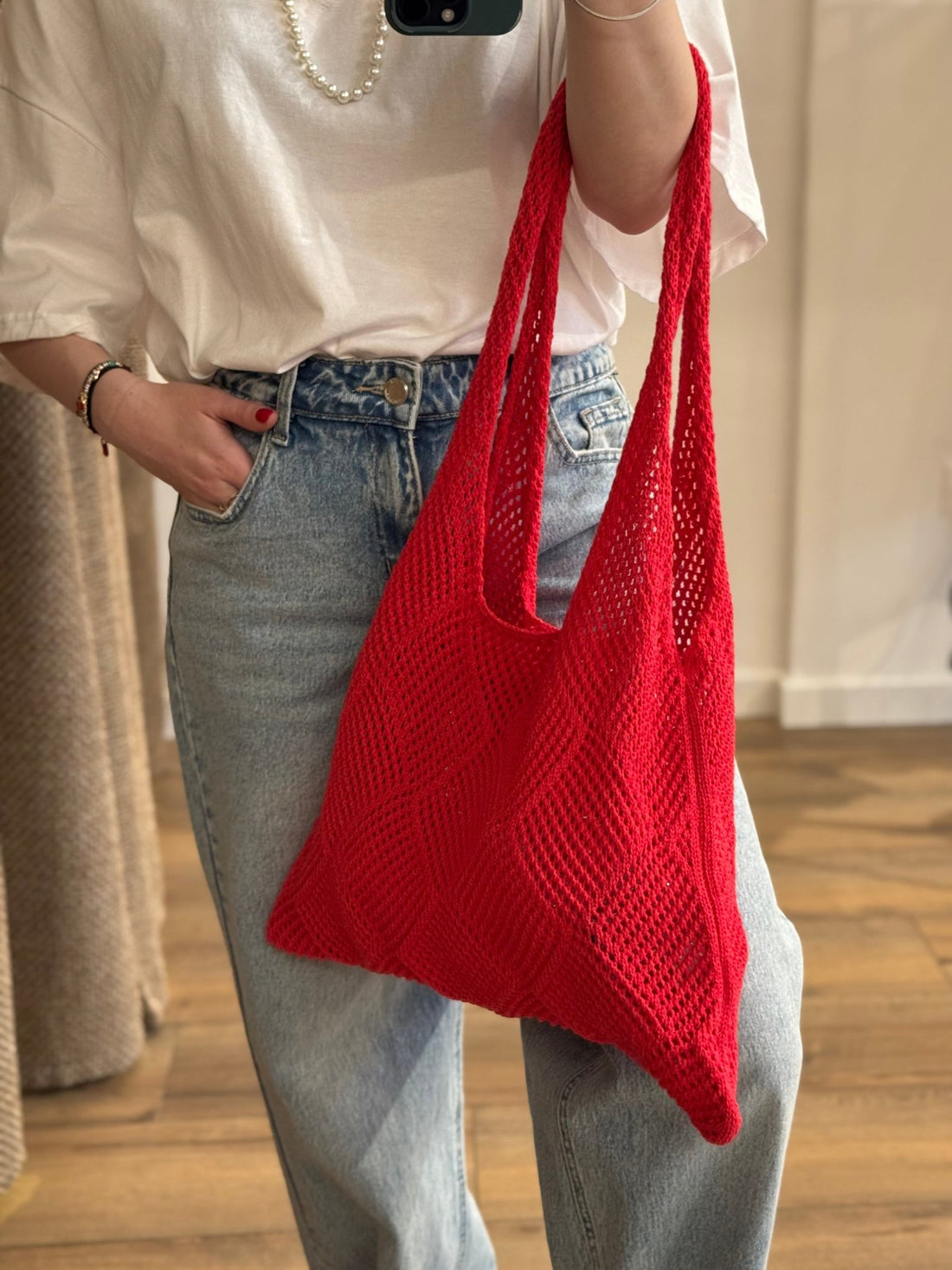 Sac en crochet rouge - Léone