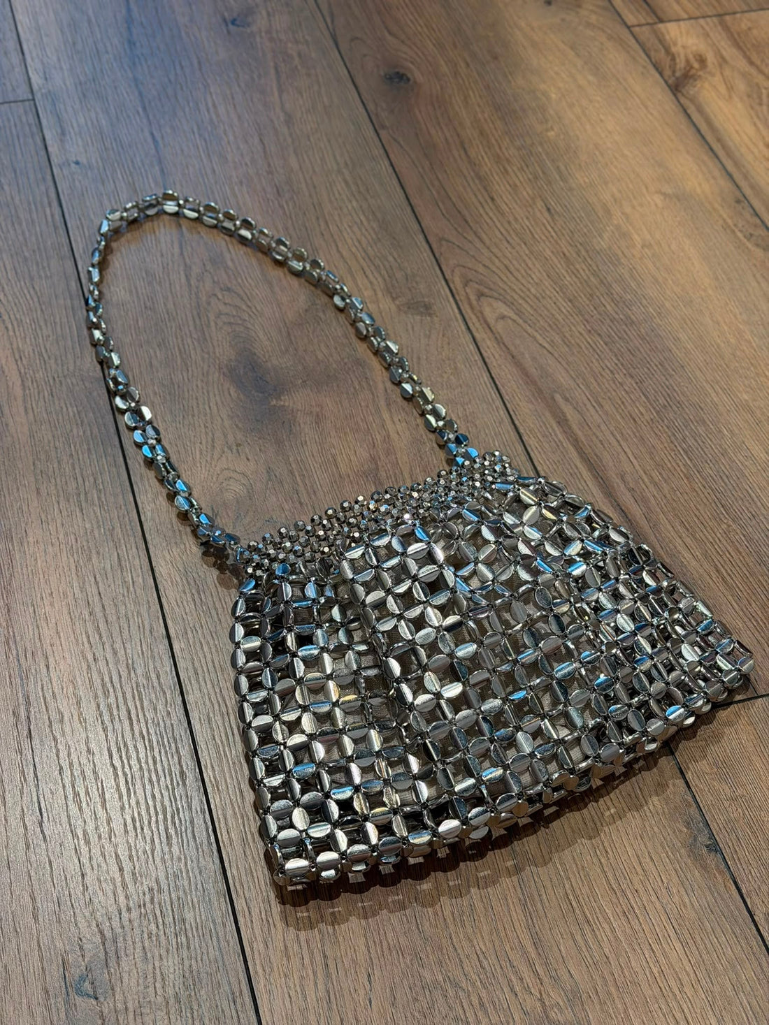Sac épaule fait main argent - Léone