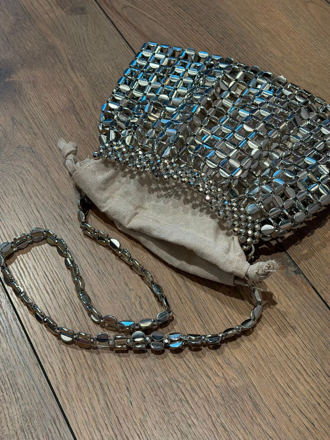 Sac épaule fait main argent - Léone