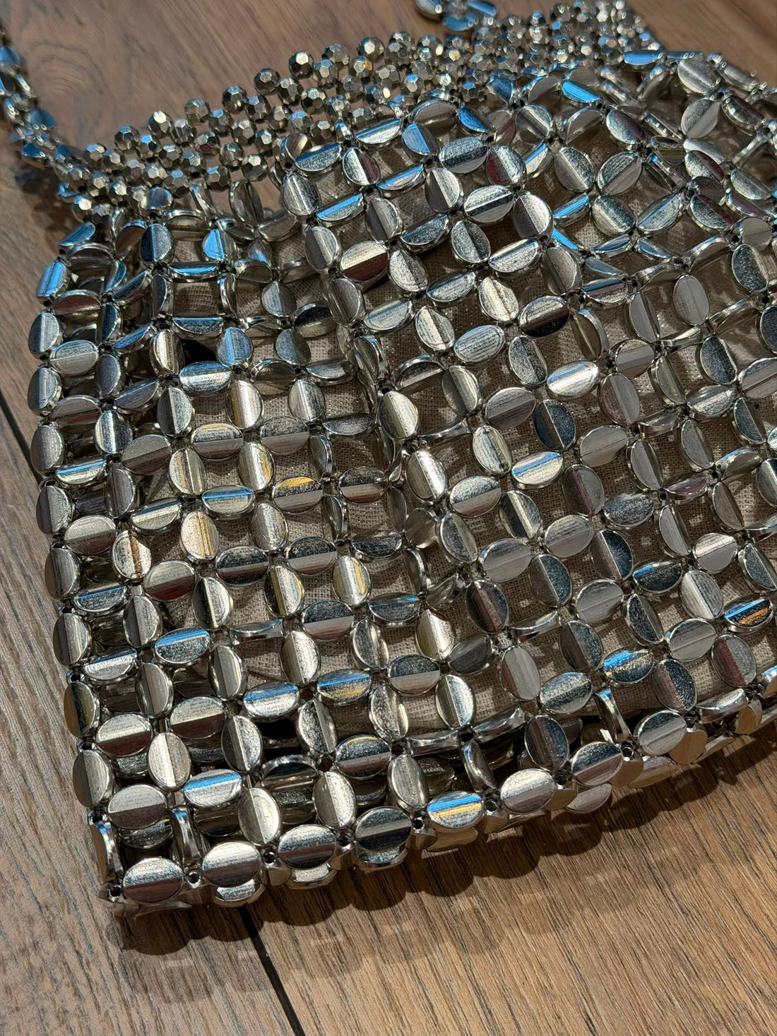 Sac épaule fait main argent - Léone