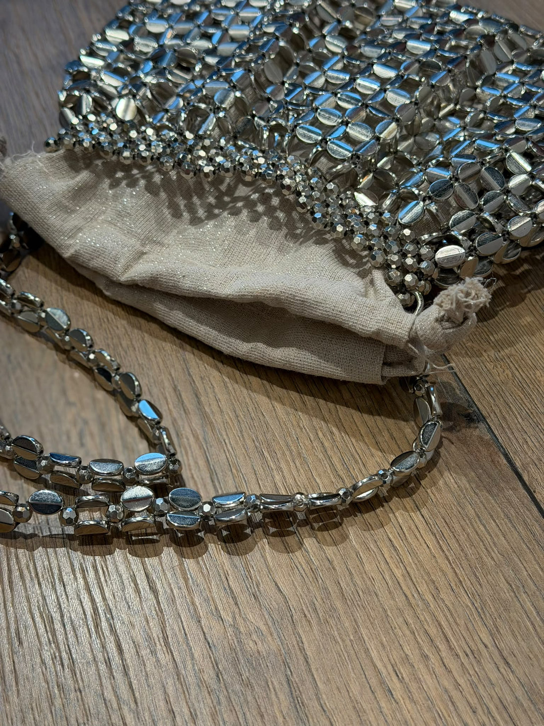 Sac épaule fait main argent - Léone