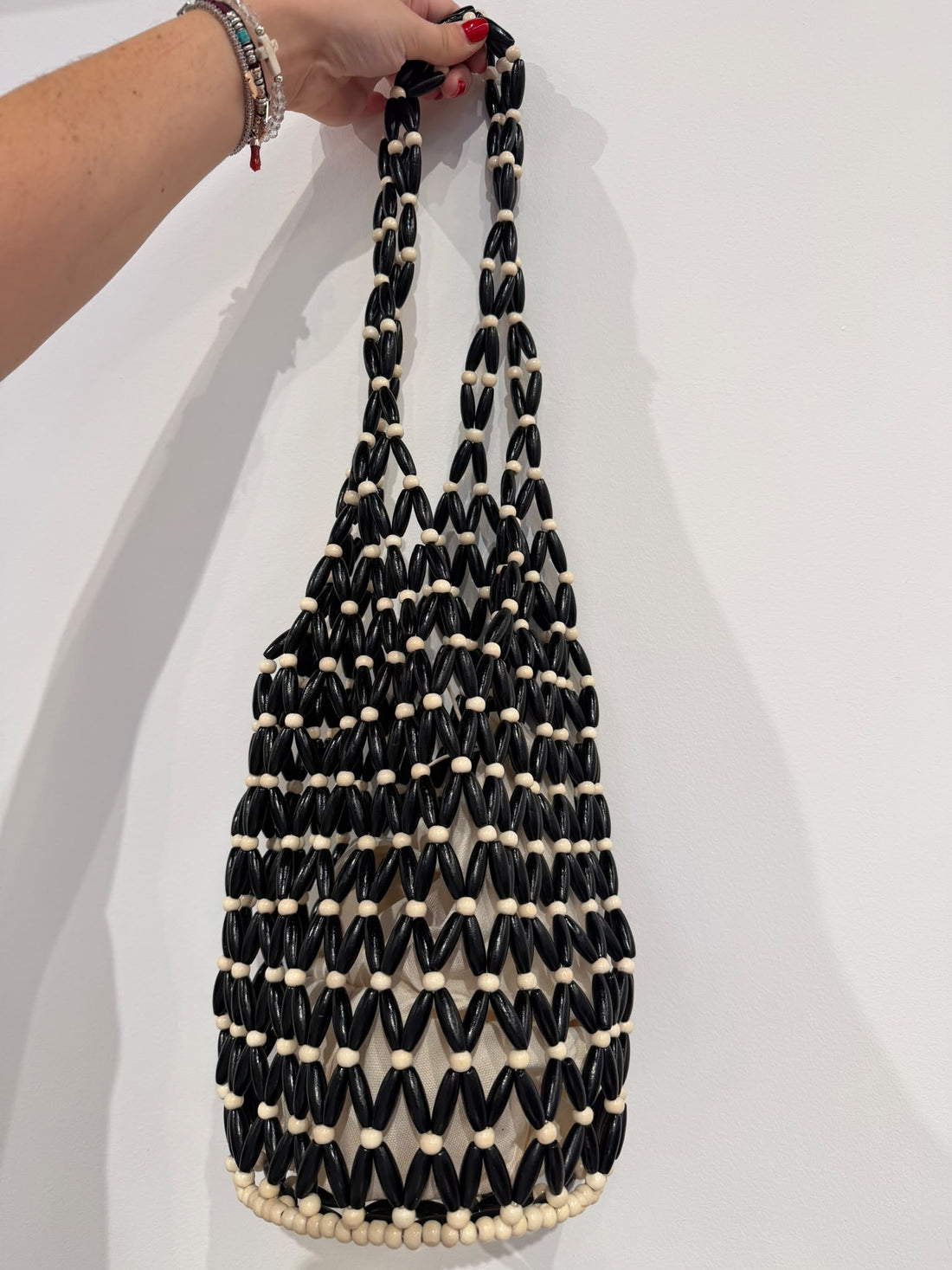 Sac épaule perle de bois noir - Léone