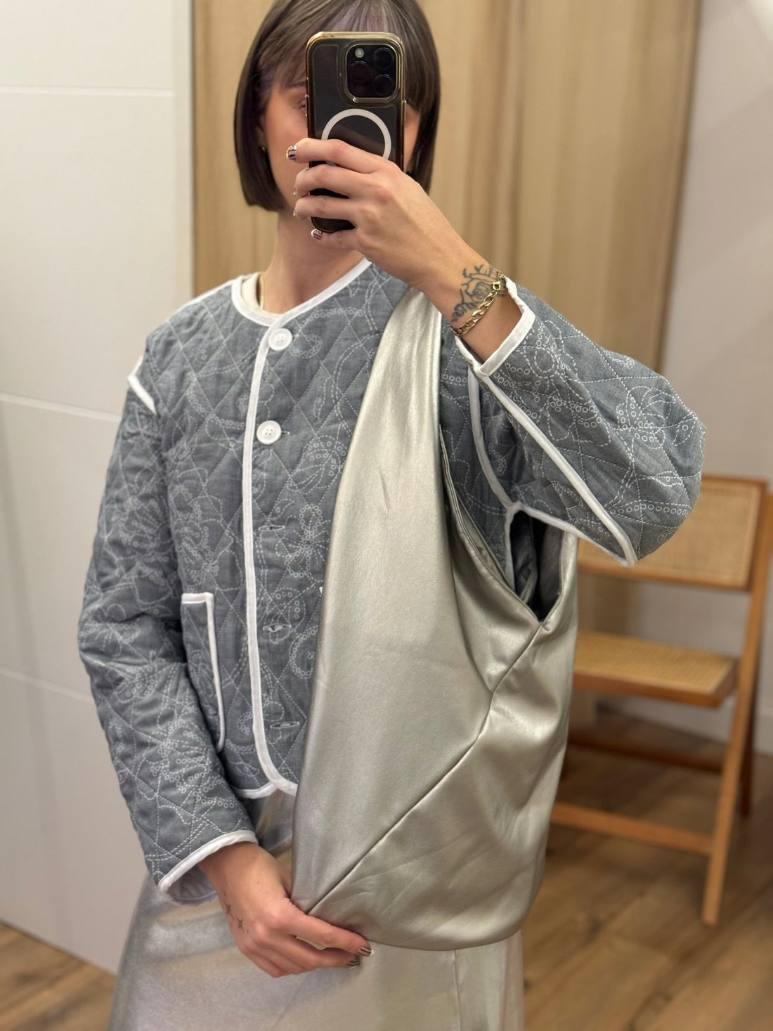 Sac hobo simili argent - Léone