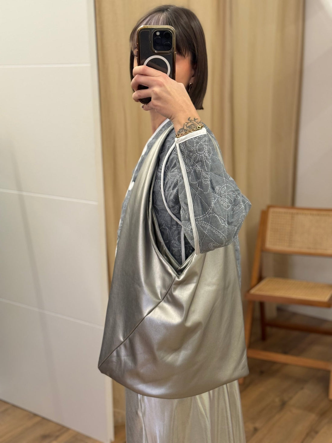 Sac hobo simili argent - Léone