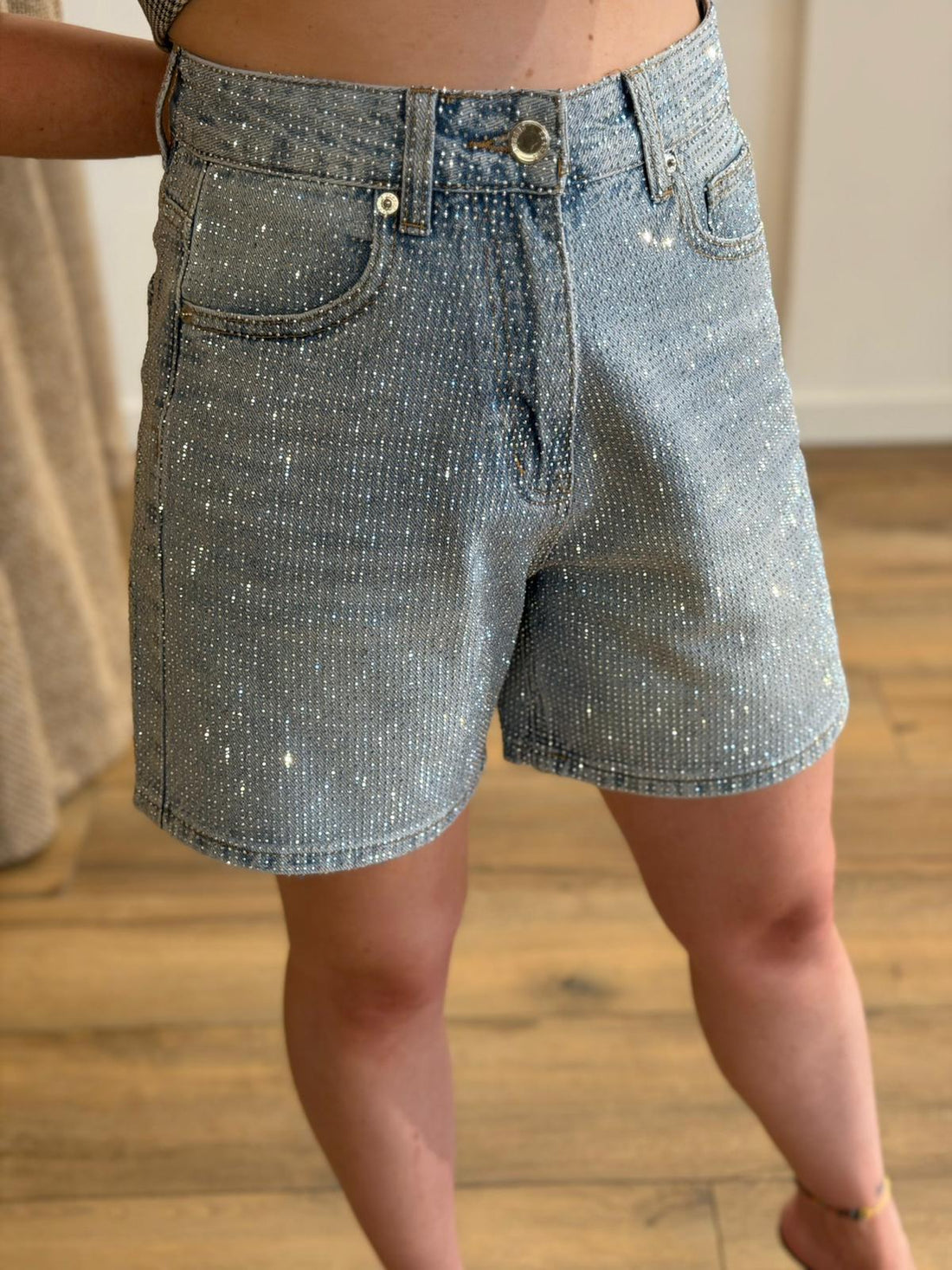 Short bleu à strass Denis - Léone