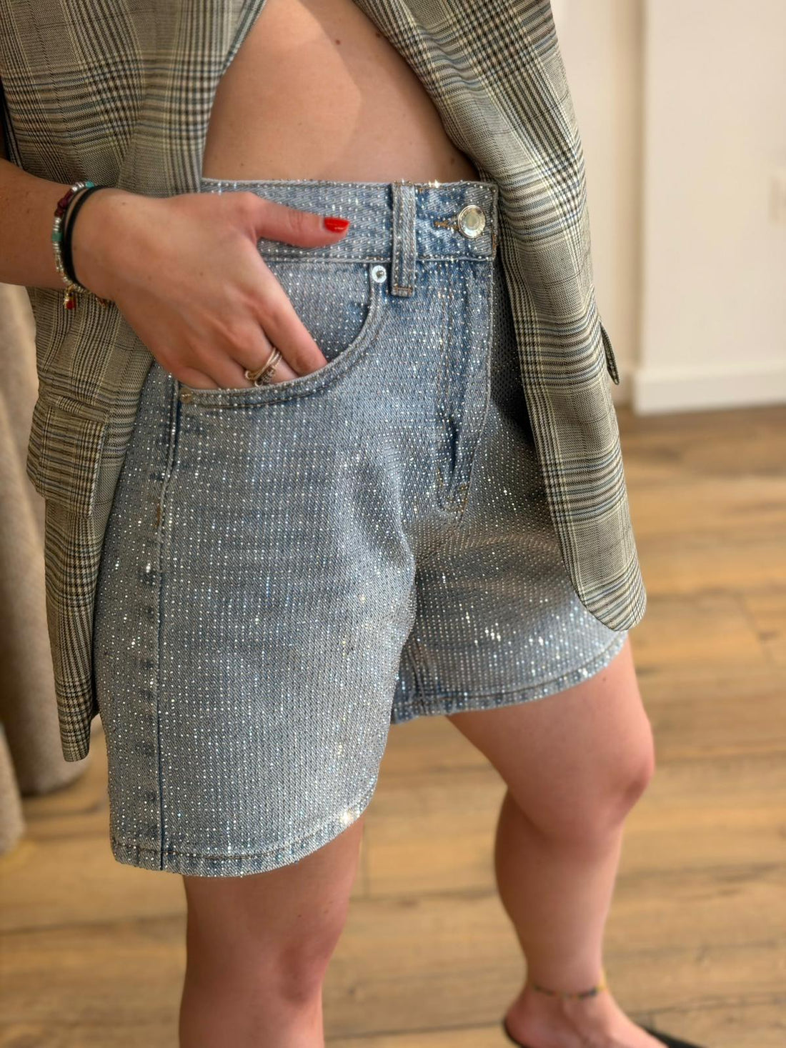 Short bleu à strass Denis - Léone