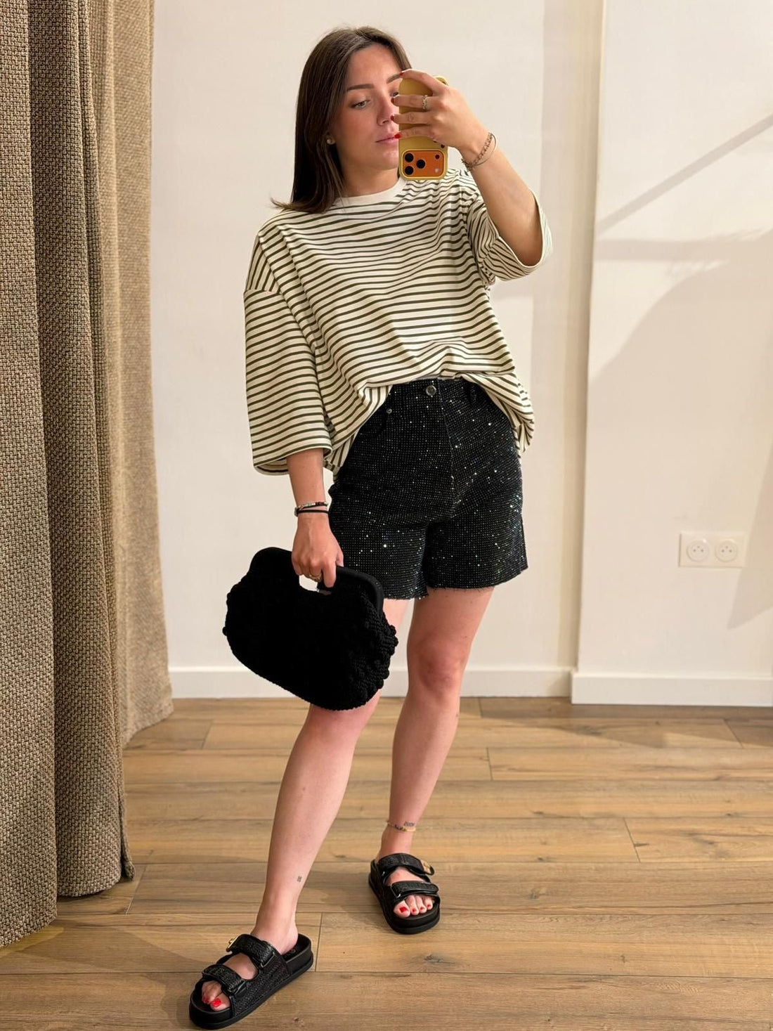 Short noir à strass olly - Léone