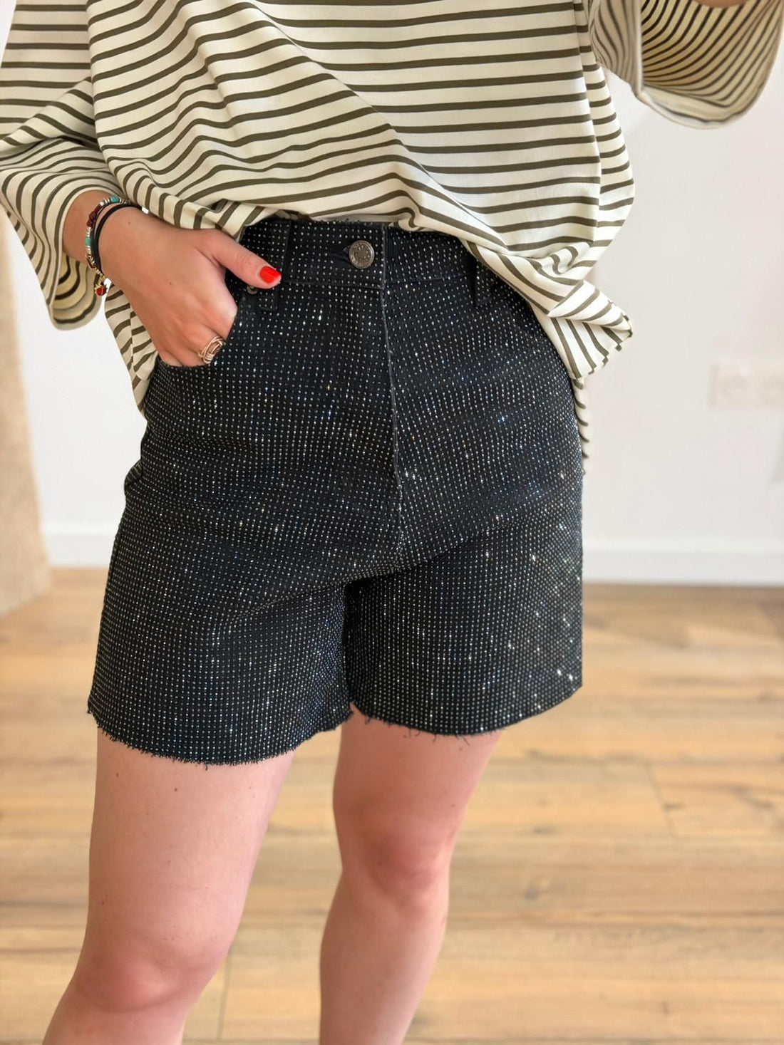 Short noir à strass olly - Léone