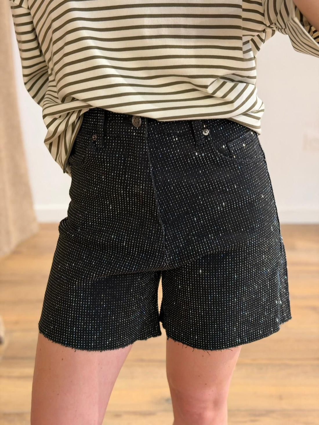 Short noir à strass olly - Léone