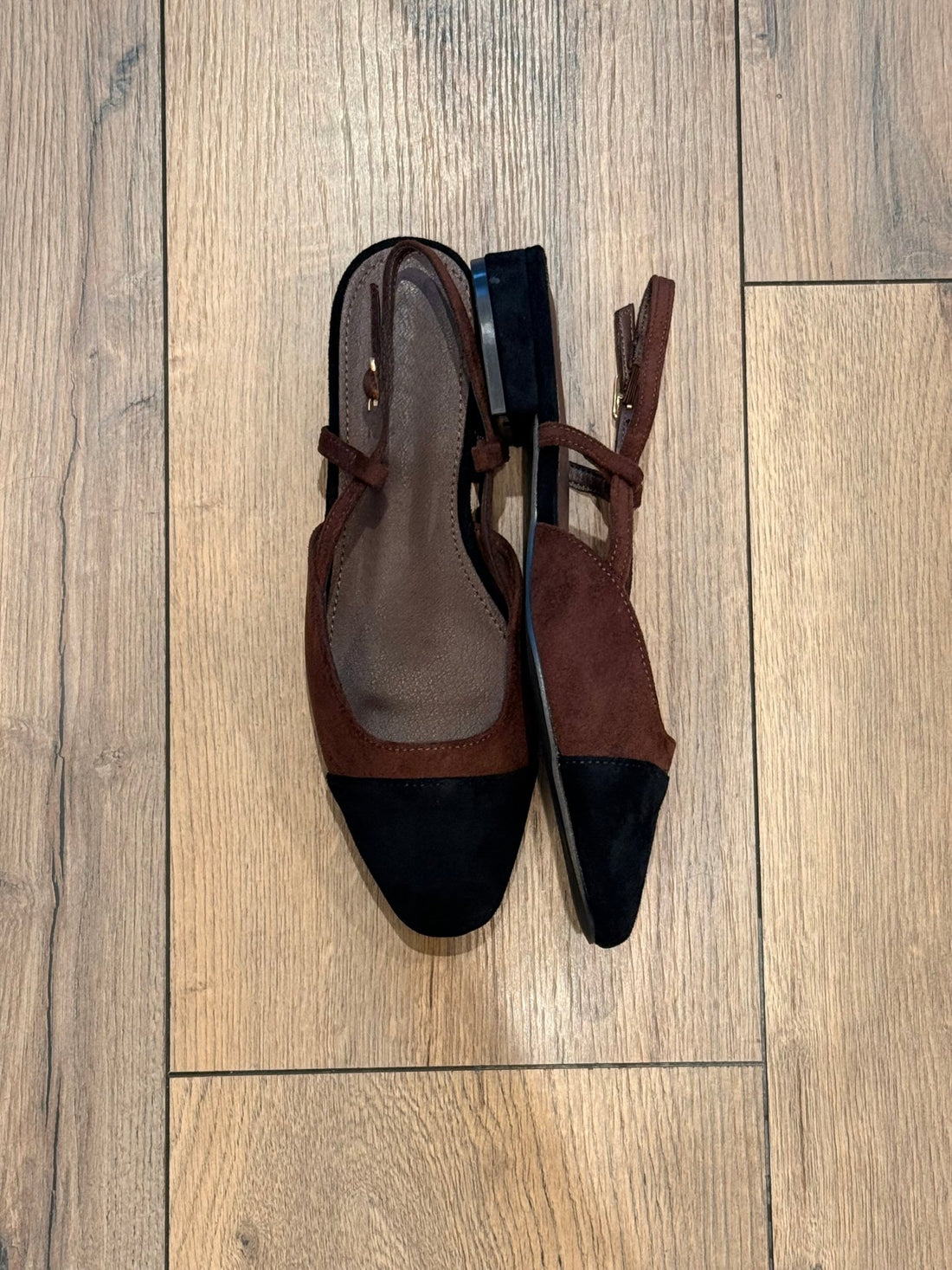 Slingback bicolores marron - Léone