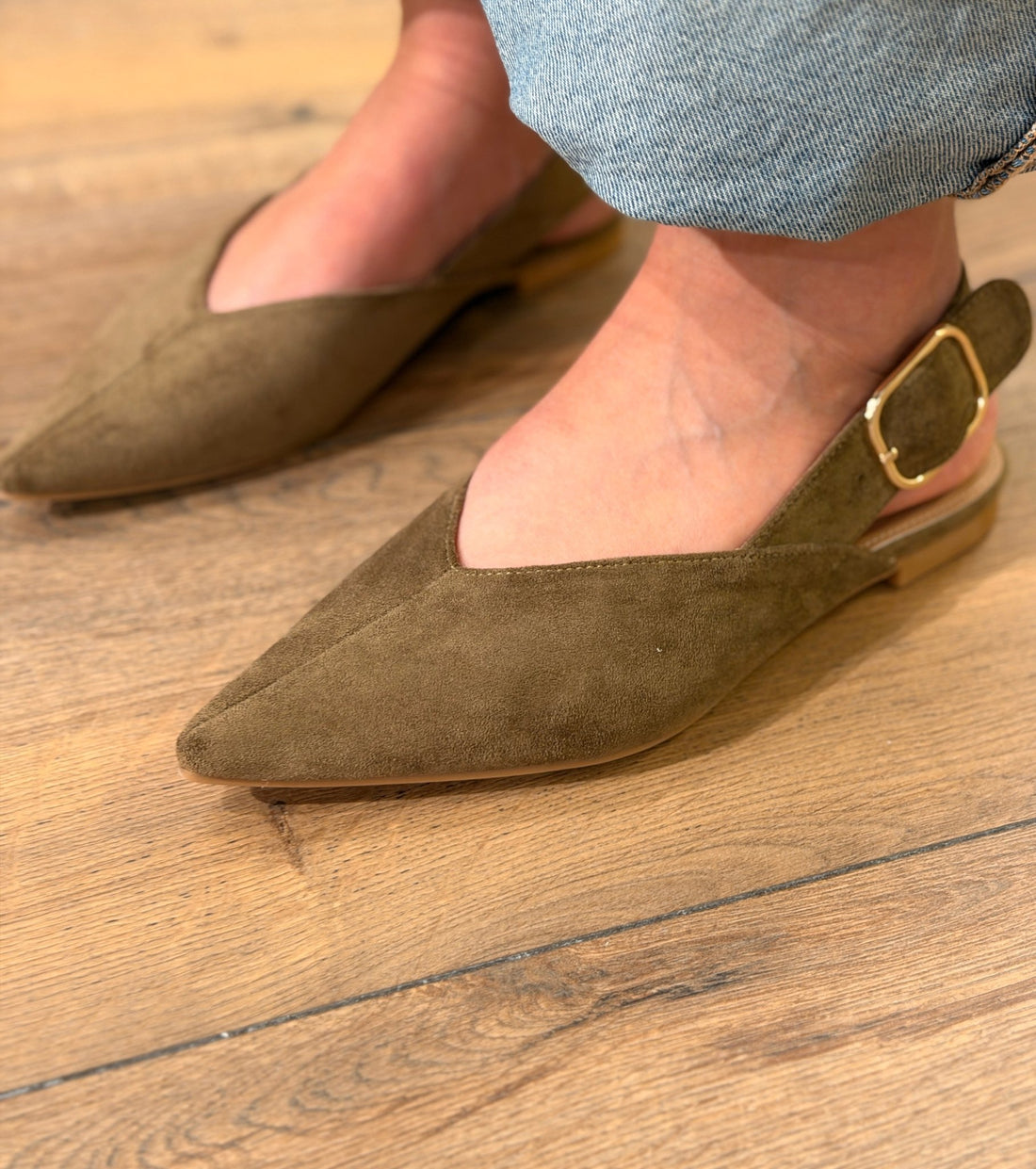 Slingback en daim kaki - Léone