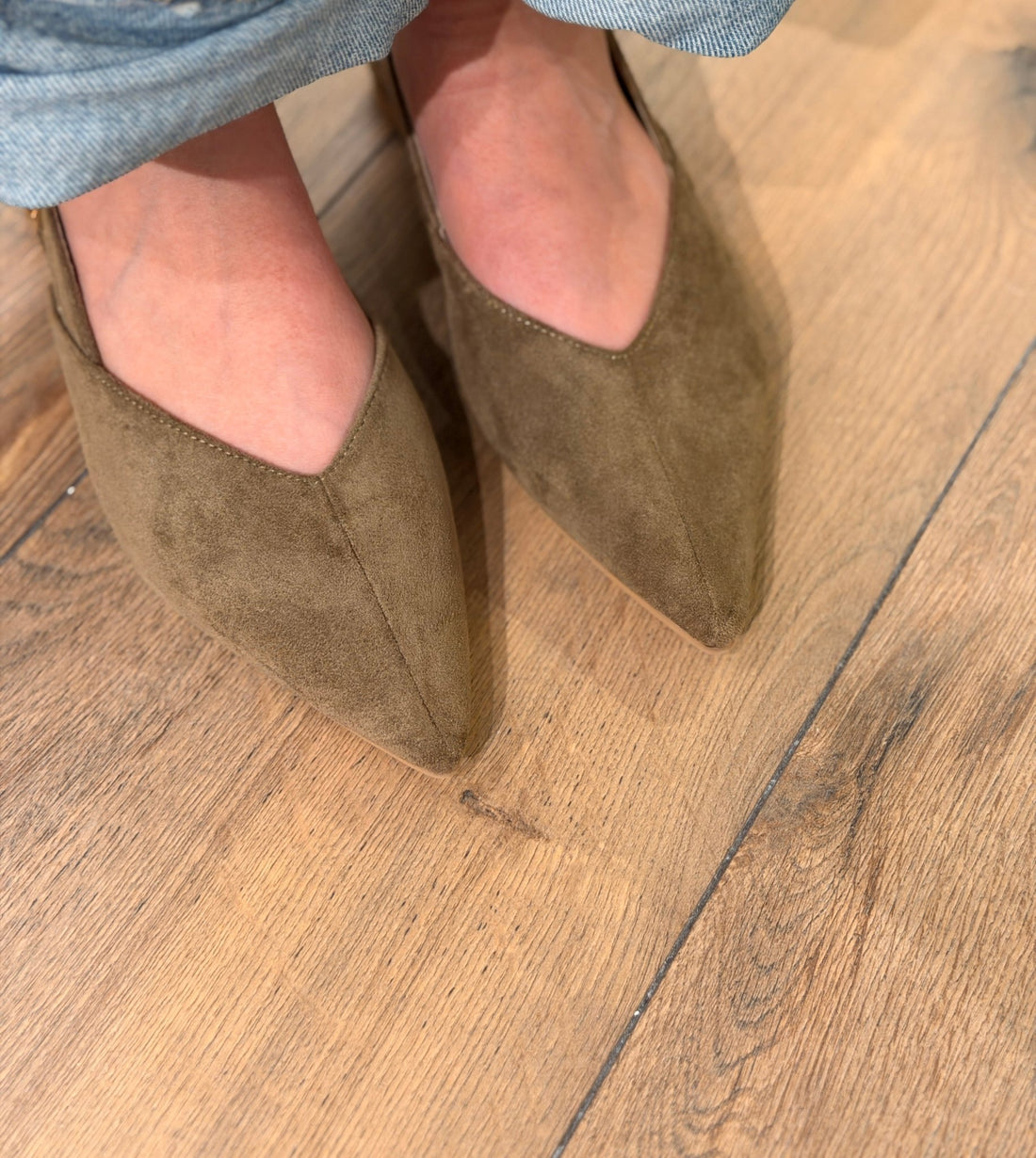 Slingback en daim kaki - Léone